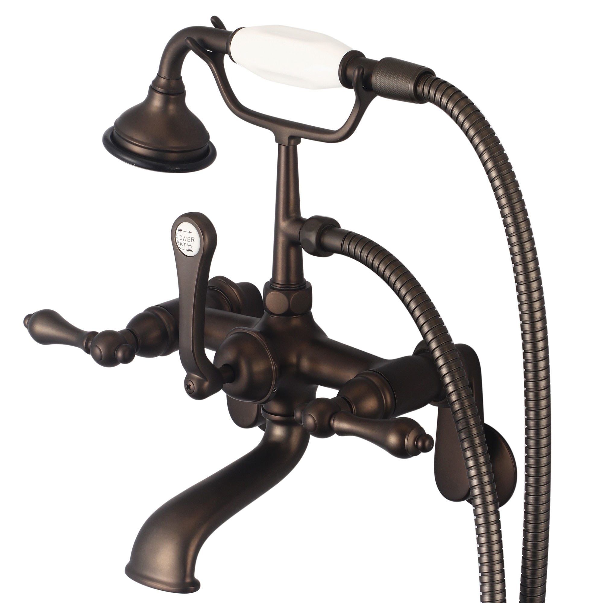 Water Creation F6-0009-03-AL F6 Oil Rubbed Bronze 3-handle Wall-mount Waterfall Bathtub Faucet with Hand Shower ( Valve Included )