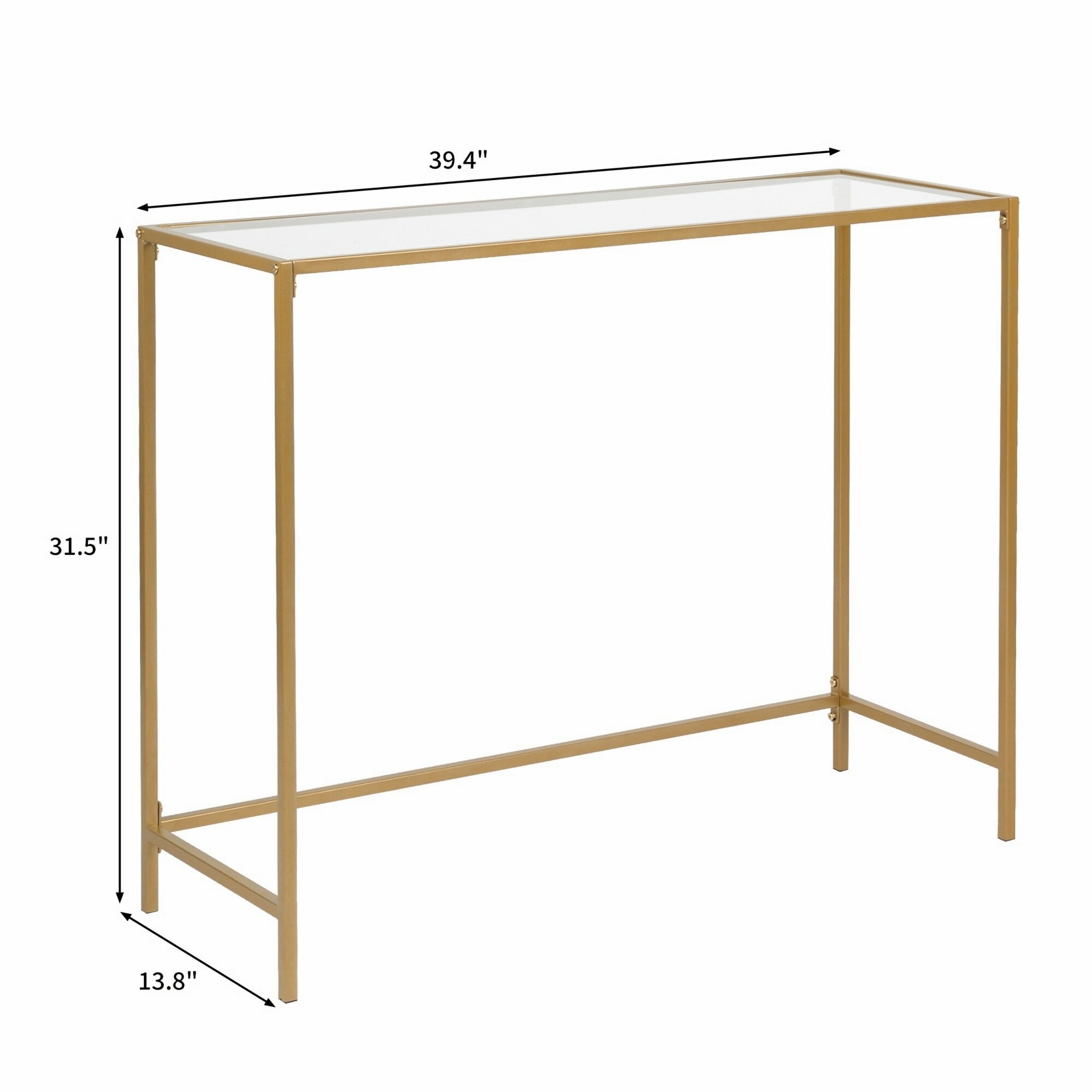 Winado Contemporary Clear Glass Console Table With Golden Metal Frame ...