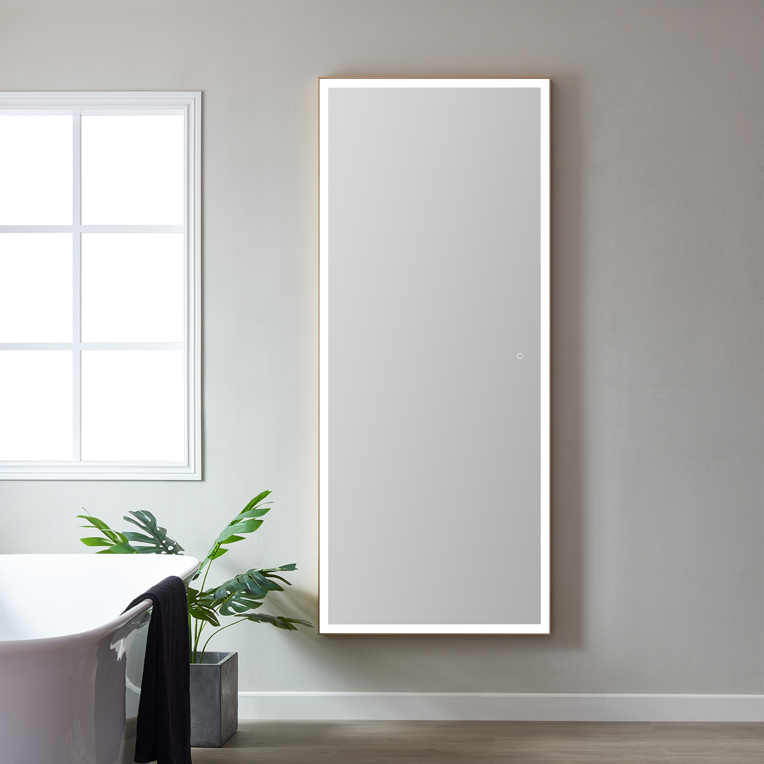 Vinnova 814072R-LED-GF 72-in x 30-in Framed Rectangle Dimmable LED Lighted Bathroom Vanity Mirror ( Gold )