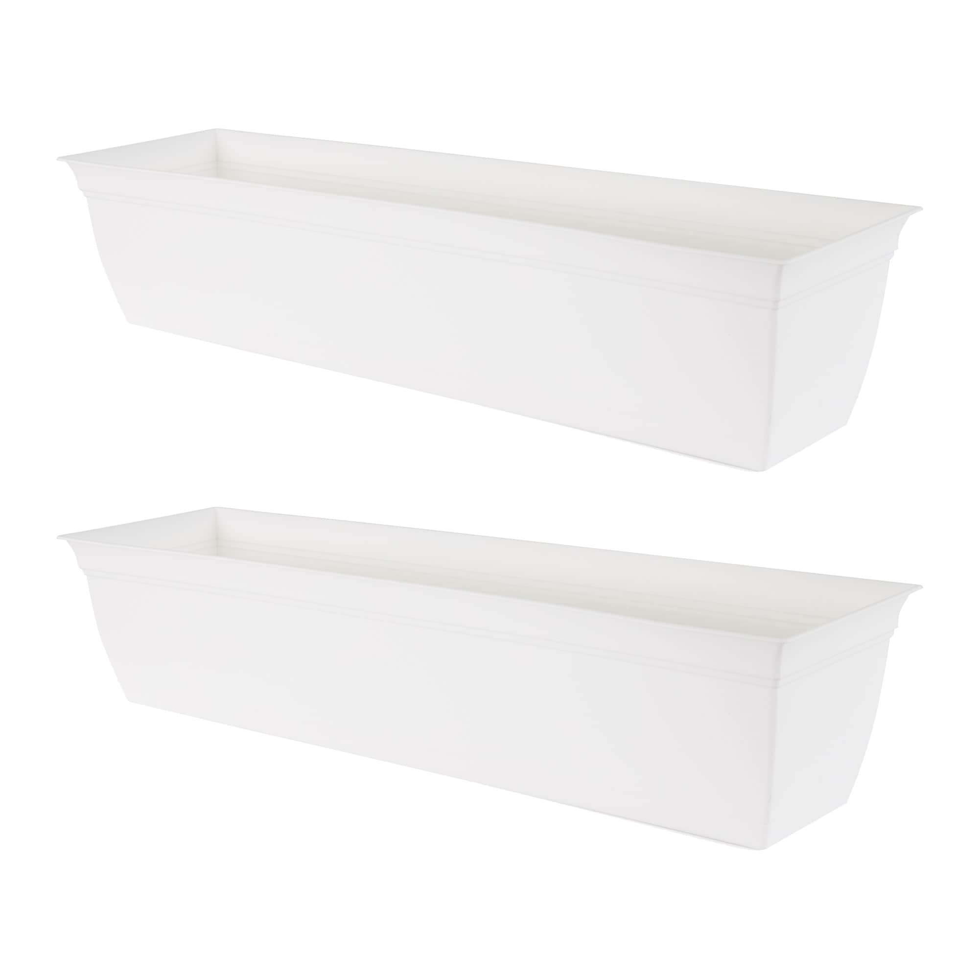 The HC Companies 400764 2 -Pack Rectangle 7.76-in W Medium White Plastic Outdoor Planter with Drainage Holes