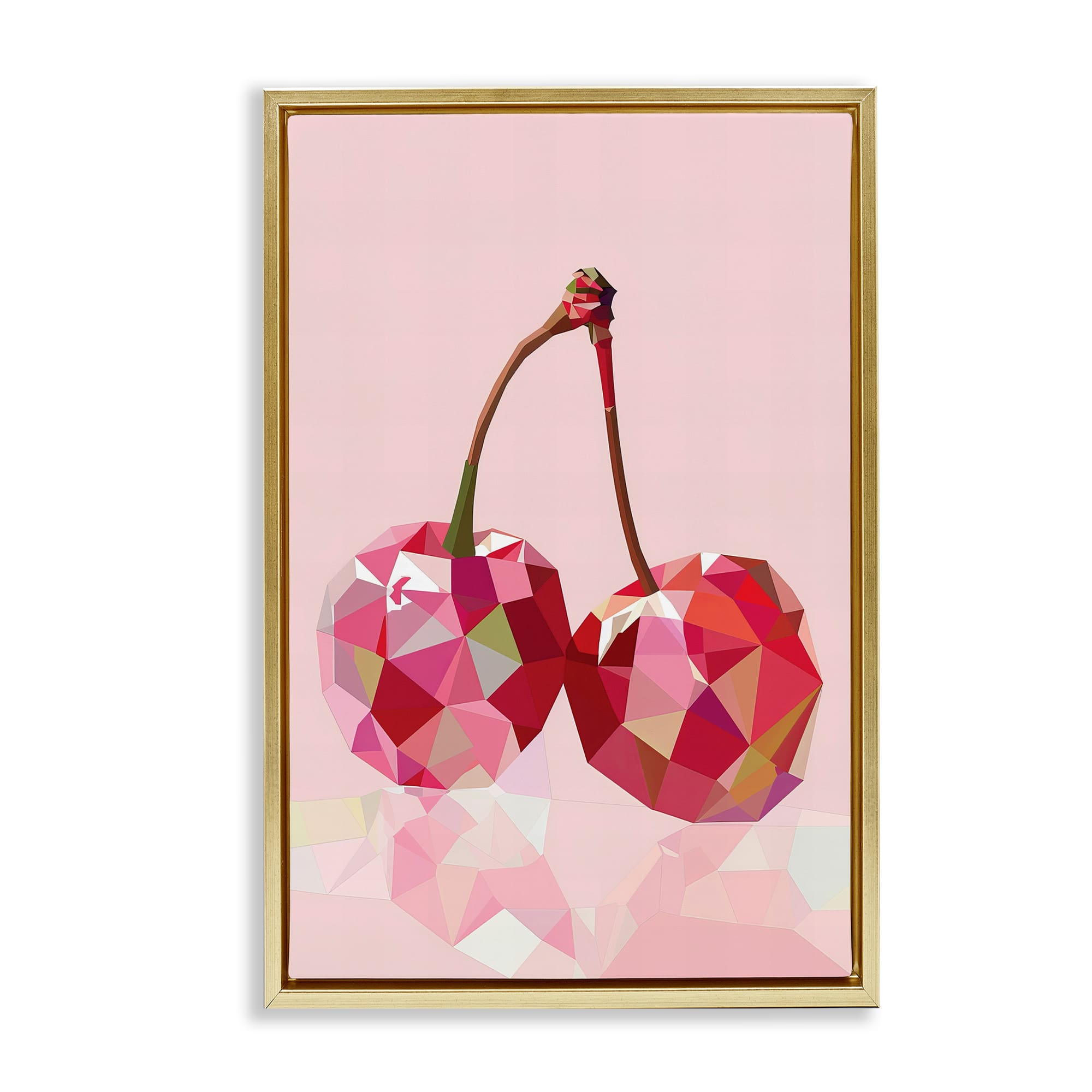 Stupell Industries BT-649-FFG-16X24 Pink Geometric Cherries Floating Frame design by LSR Design Studio