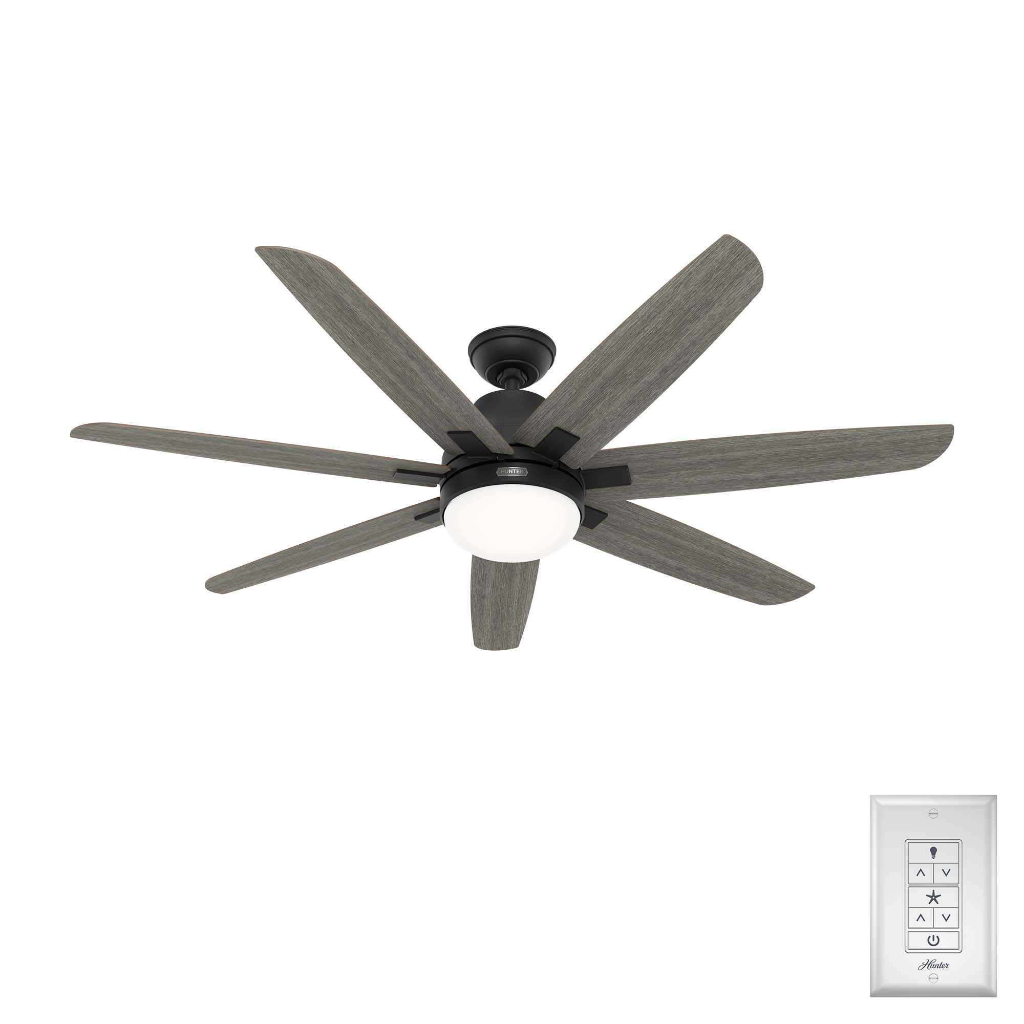 Hunter Wilder 60-in Matte Black LED Indoor Ceiling Fan with Light  Wall-mounted Remote (7-Blade) in the Ceiling Fans department at Lowes.com