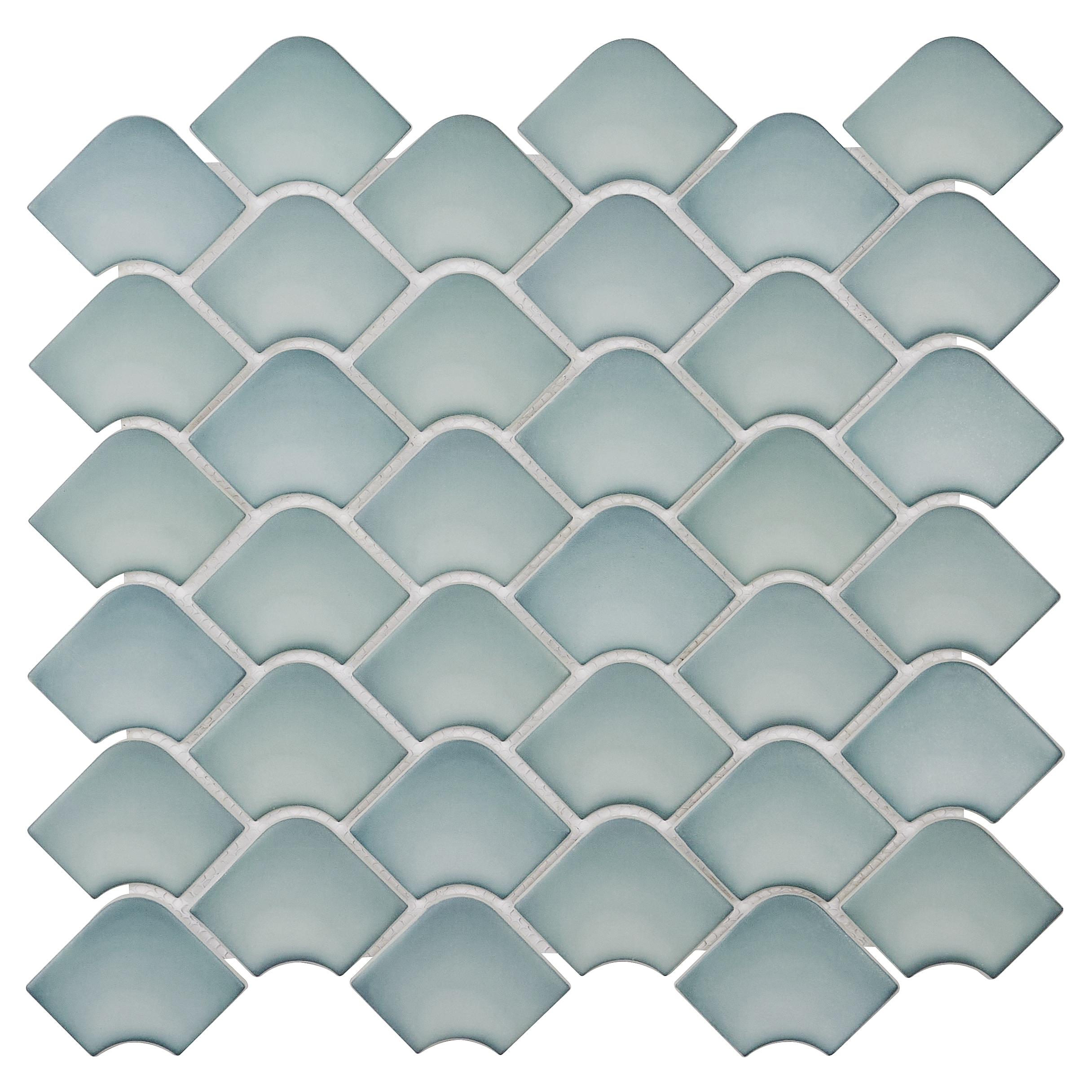 Artmore Tile EXT3RD109199 Amo Blue 6.27 in. x 6.57 in. Matte Glass Wall Fishscale Mosaic Tile Sample