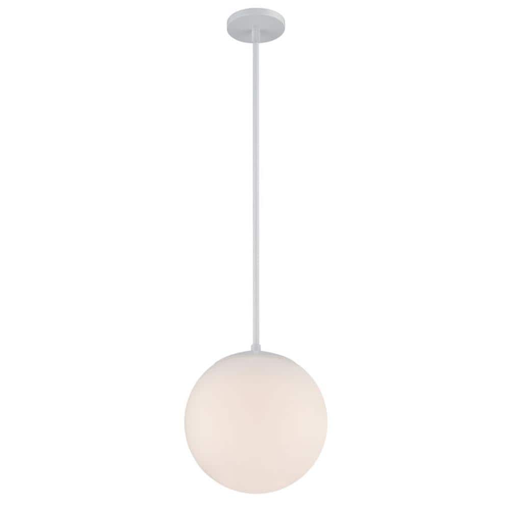 dweLED PD-52310-WT Niveous White Modern/contemporary Etched glass Globe Integrated LED Medium Hanging Pendant light