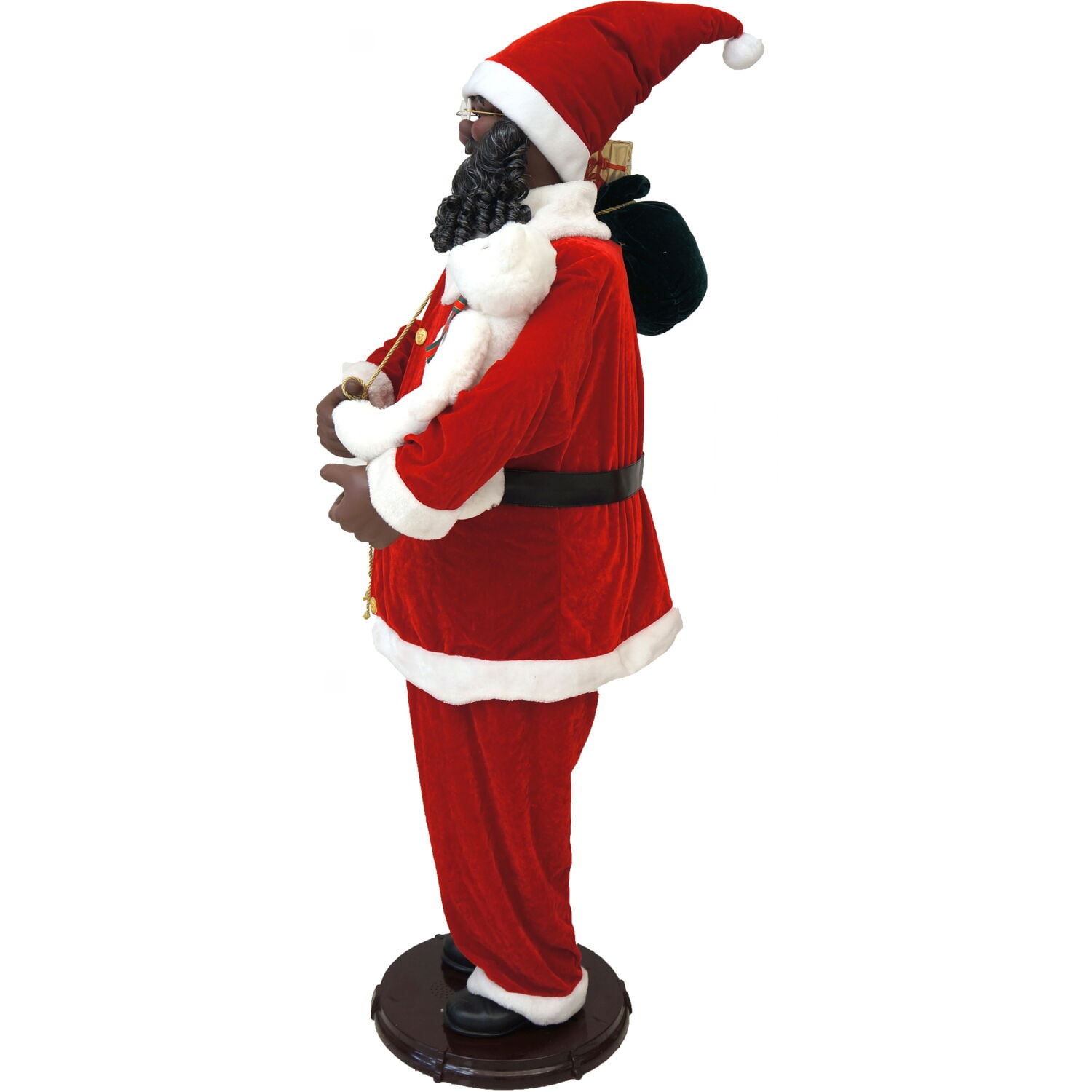 Life-Size Red Velvet Dancing Santa with Teddy Bear