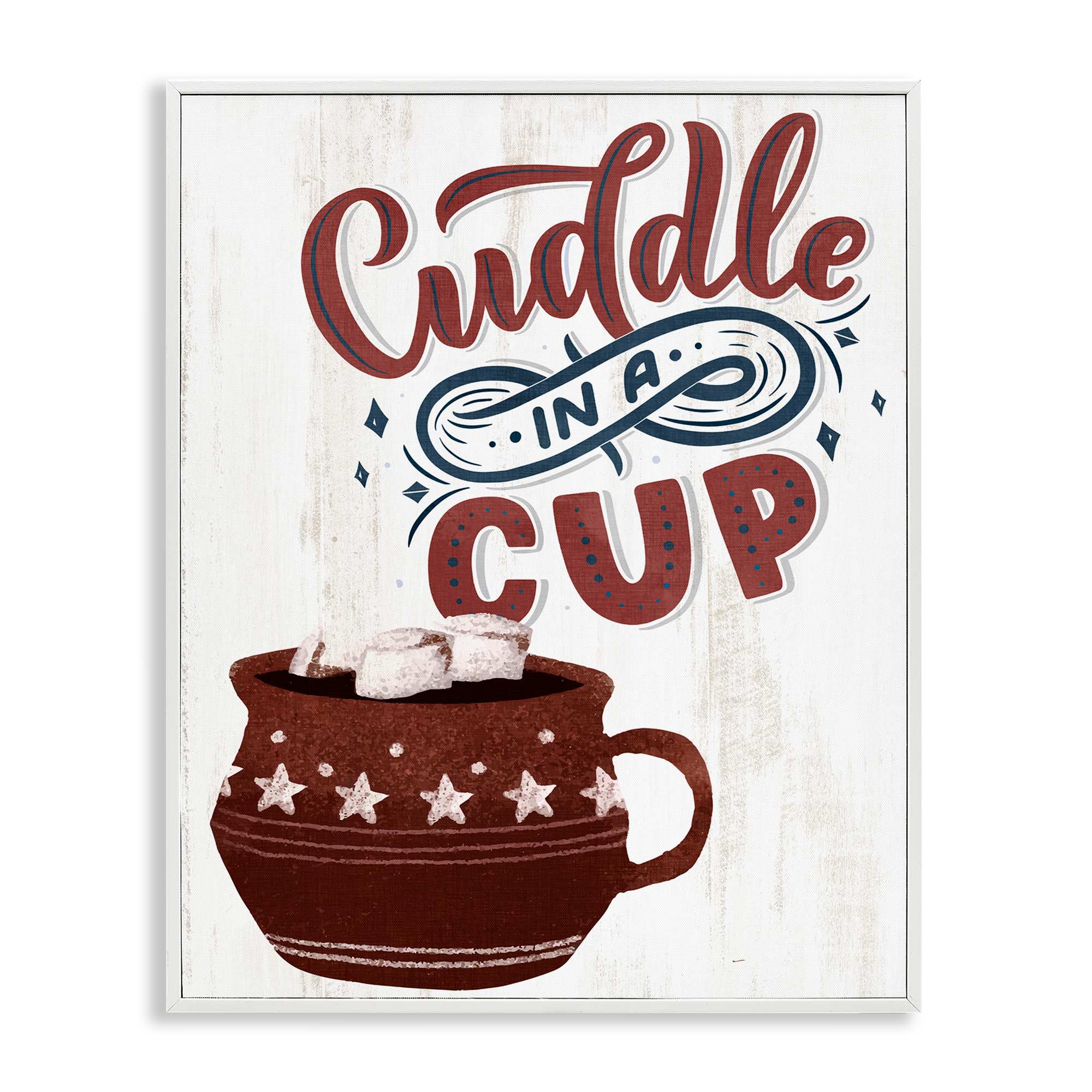 Stupell Industries BS-518-WFR-16X20 Cuddle In A Cup Cocoa White Framed Giclee Art By Kim Allen 16 x 20