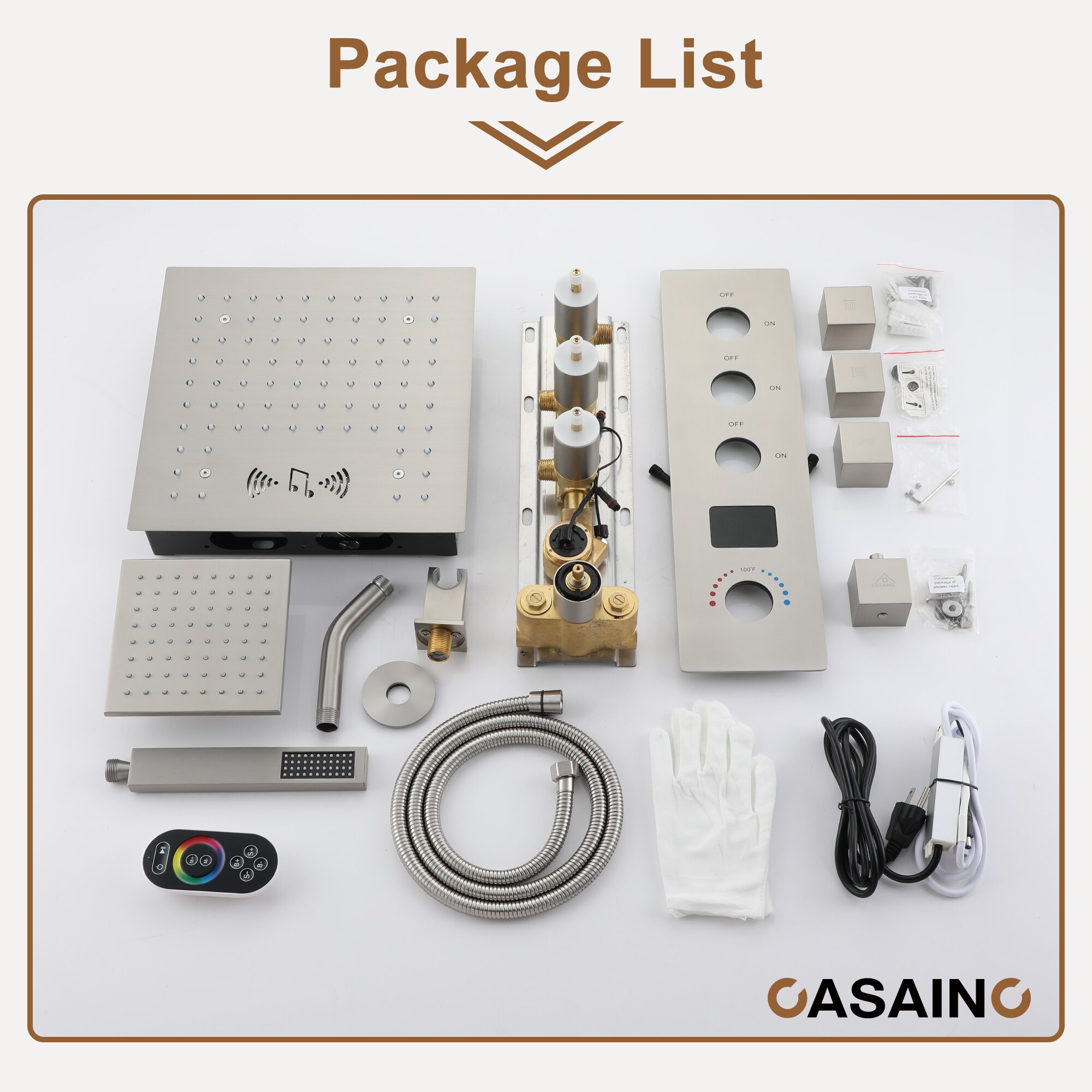 CASAINC KCHS0018-LEDBN Showerhead-Bar-Panels - View #6