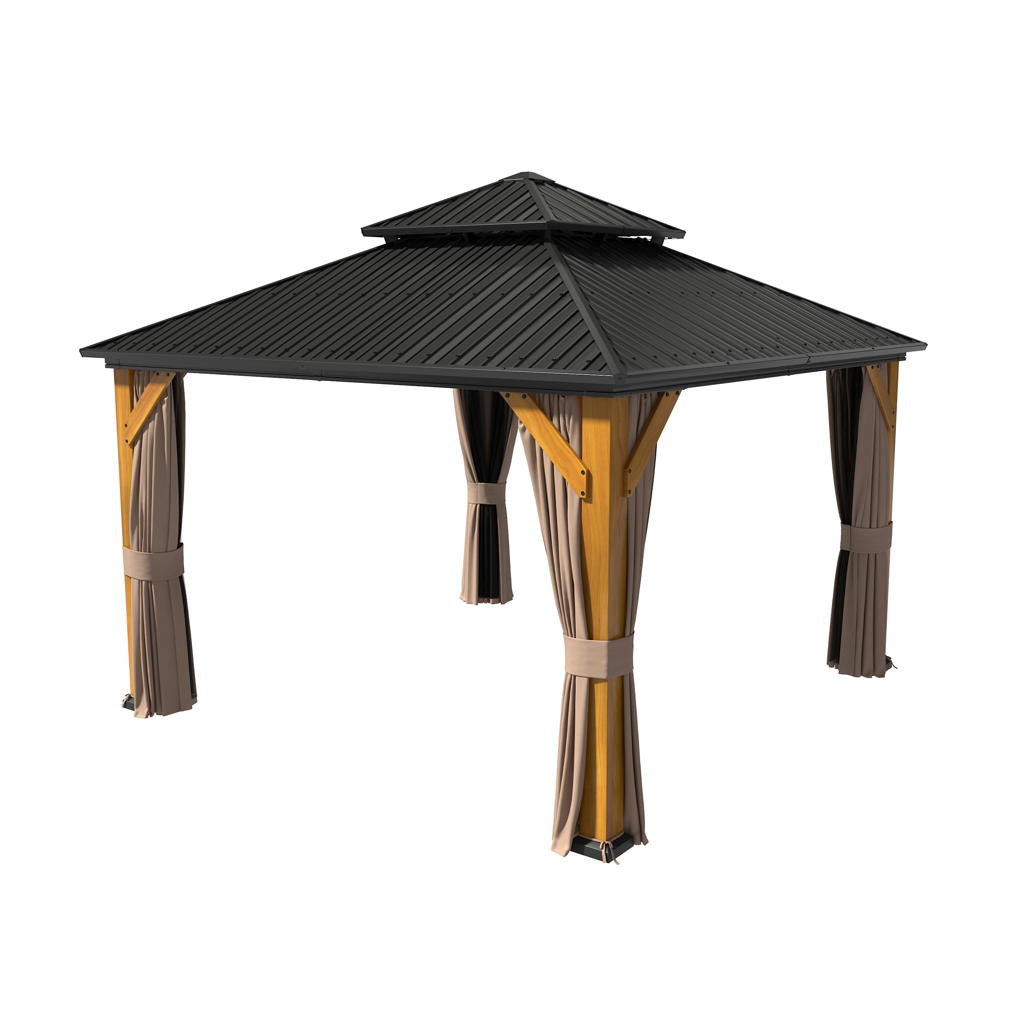 Clihome CL-DOLS017 12-ft x 12-ft Black and Yellow Gazebo with Hardtop Roof
