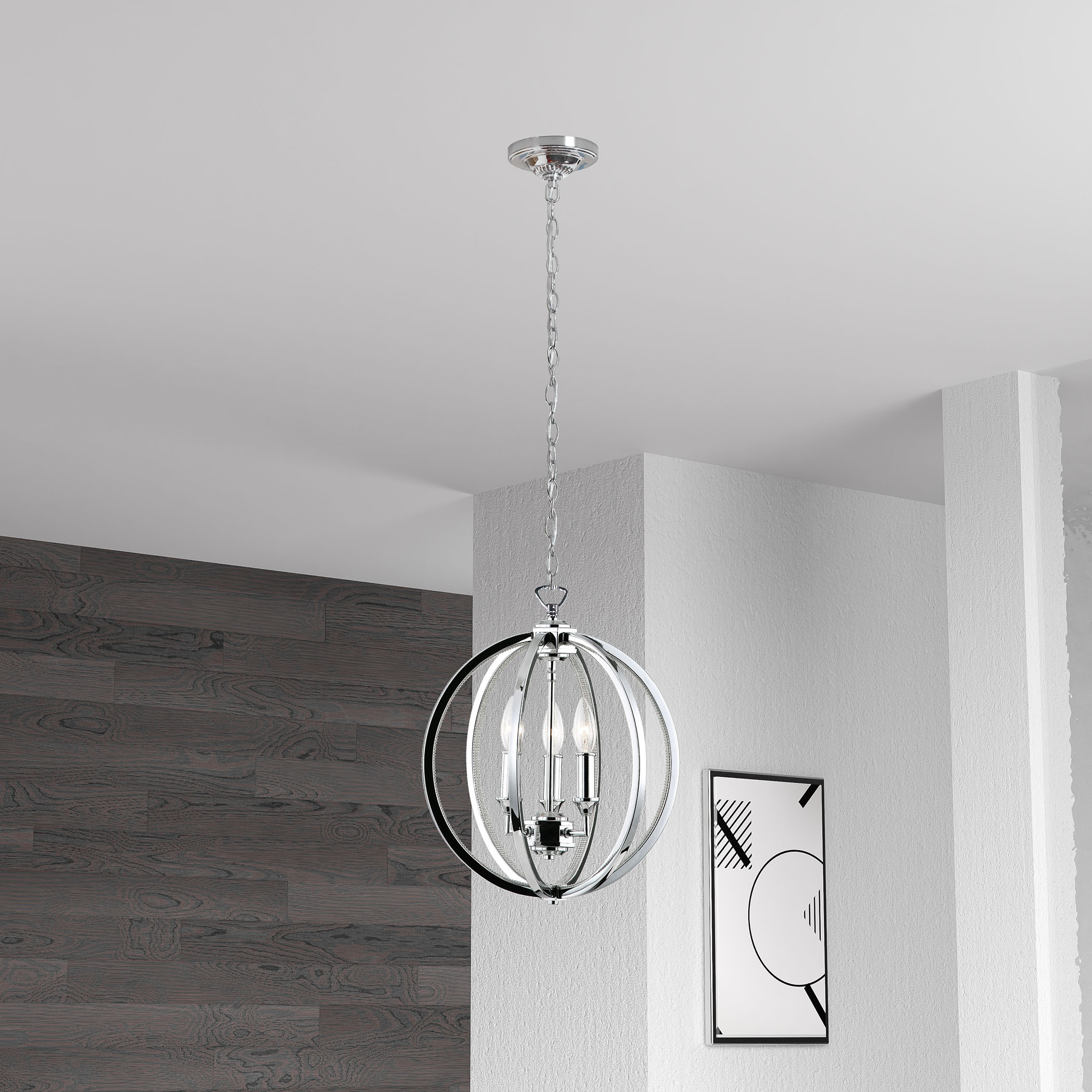 Polished Chrome Mini Crystal Candle Chandelier
