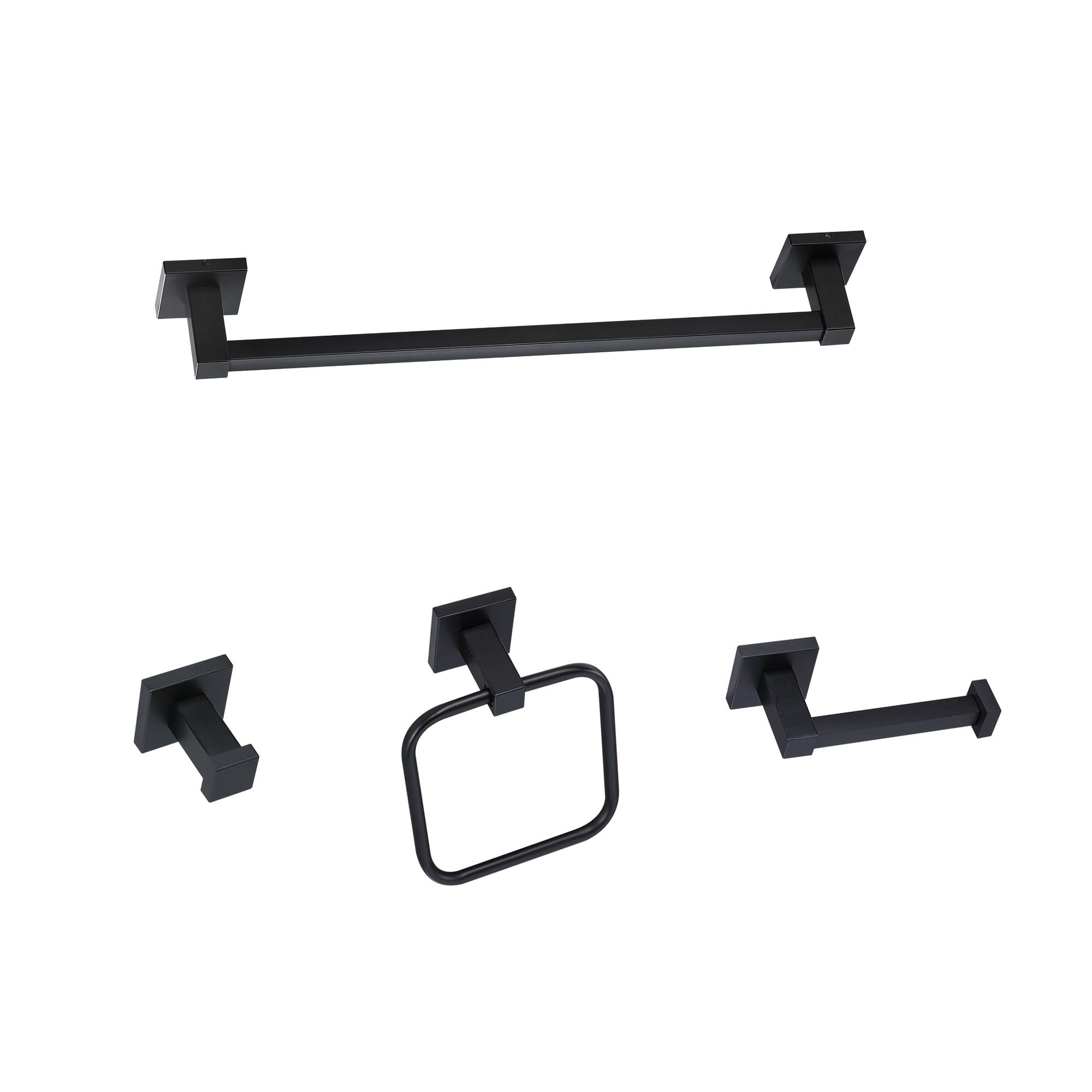 Sir Faucet TOHLAR-040 4 -Piece black Decorative Bathroom Hardware Set Towel Bar, ,Robe Hook Included