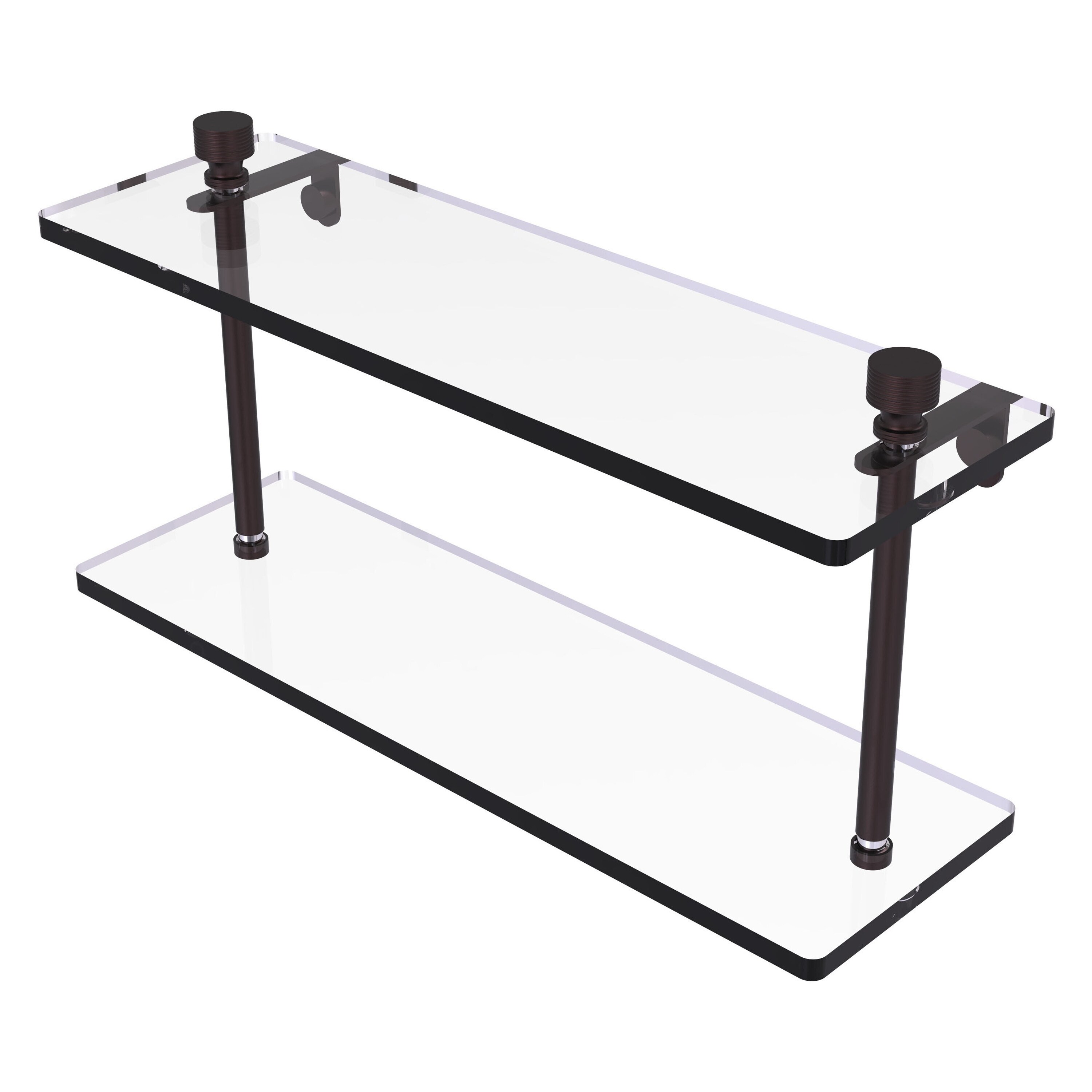 Allied Brass FT-2/16-ABZ Foxtrot Antique Bronze 2 -Tier Wall mount Bathroom Shelf ( 16-in x 8-in x 5-in )