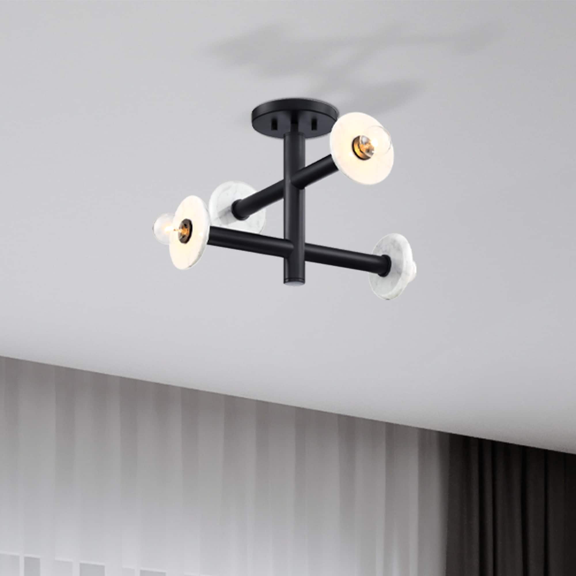 Designers Fountain D325C-SF-MB Fina 4 -Light 16-in Matte Black Semi Flush Mount Light