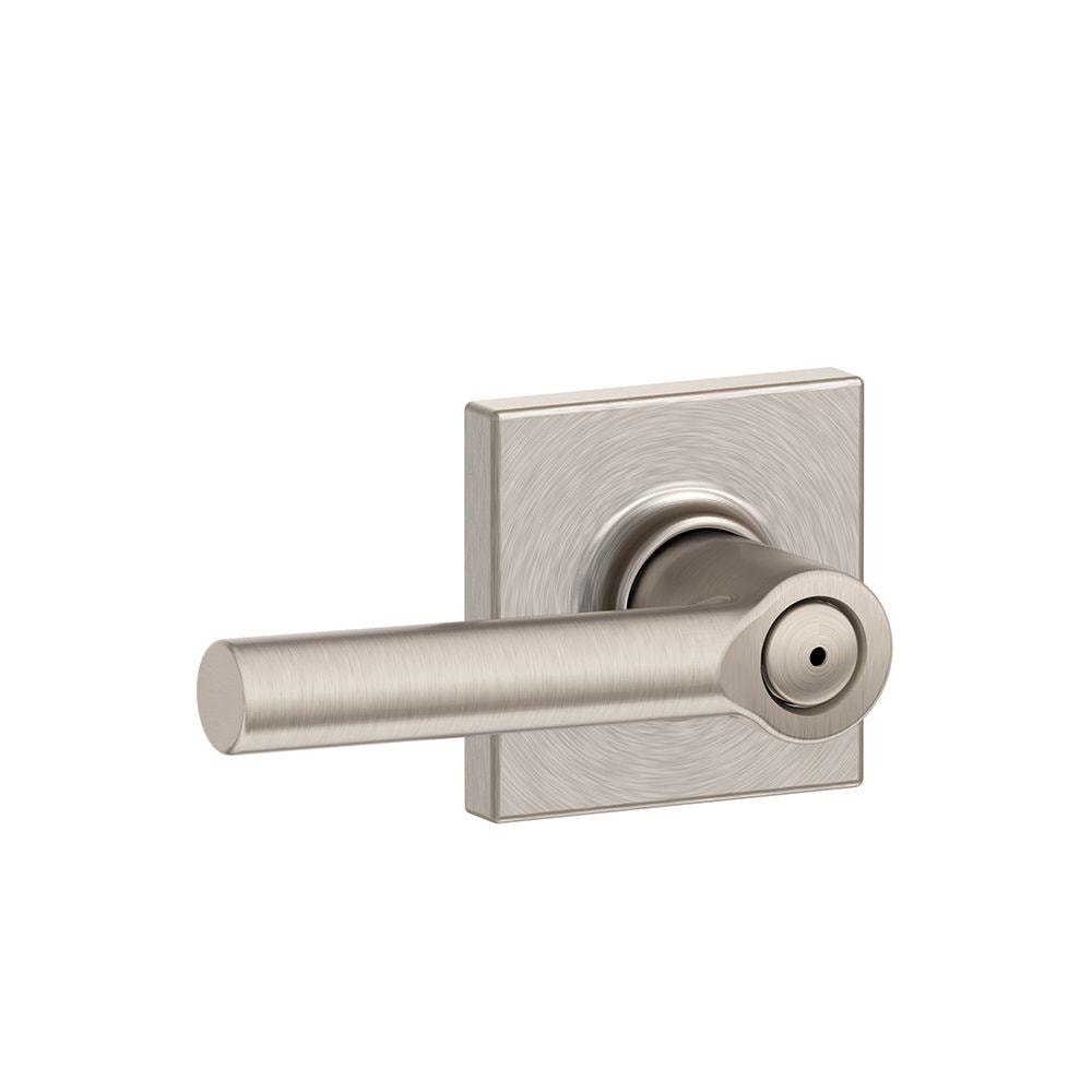 Schlage F40BRW619COL F Series Satin Nickel Interior Bed/Bath Privacy Door Handle