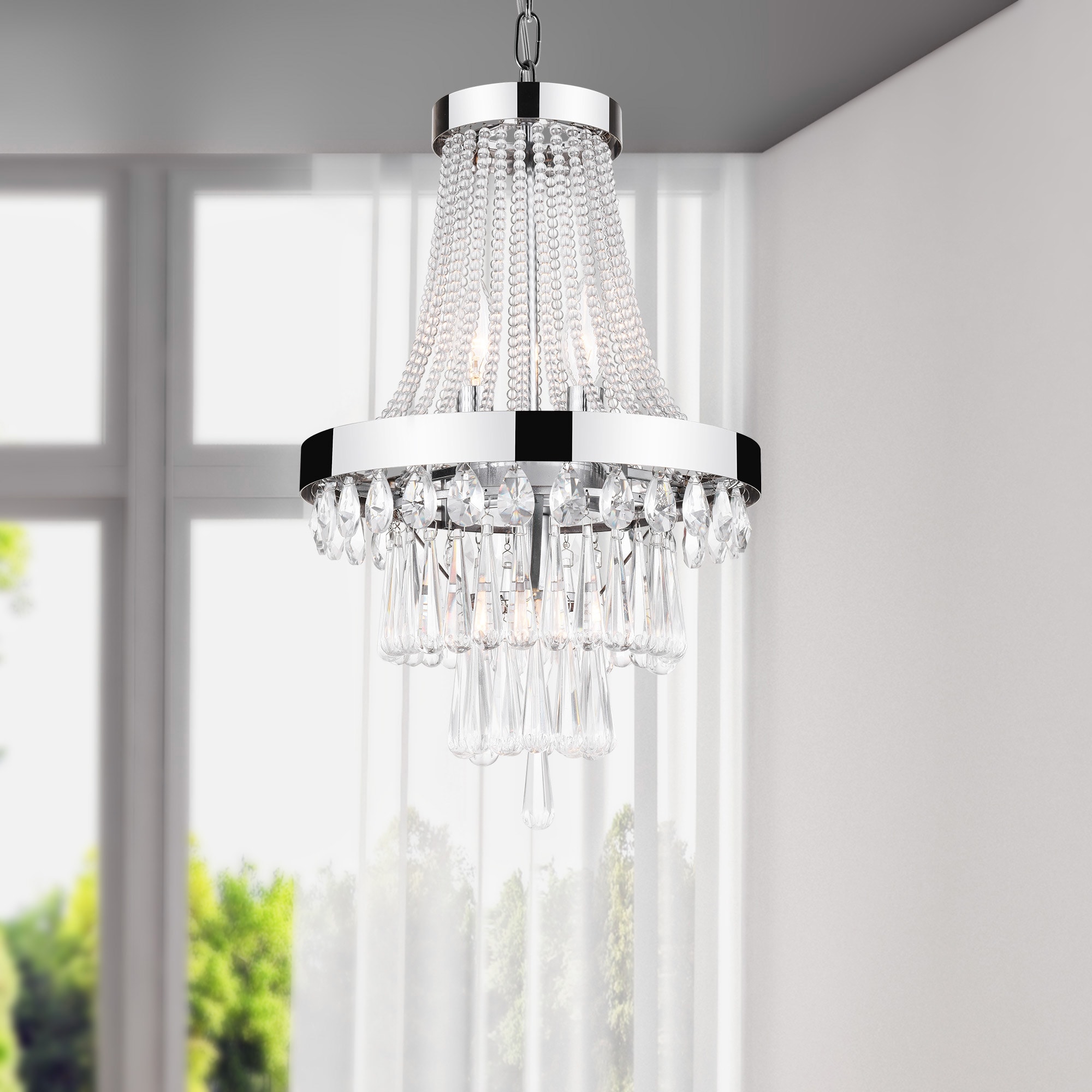 CWI Lighting 5078P12C Vast 3-Light Chrome Traditional Crystal Chandelier