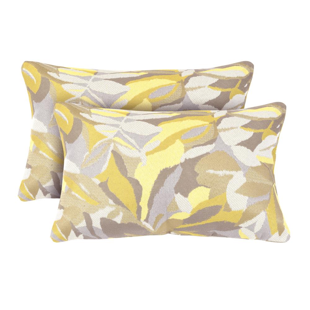 Astella KT2-TP12-FA24 Pacifica 2-Pack Floral Dewey Yellow Rectangular Lumbar Pillow