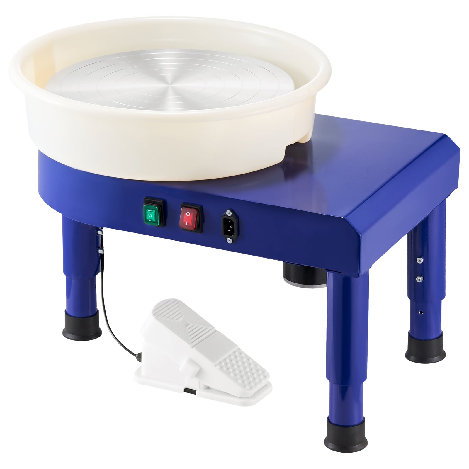 VEVOR SCPDSLPJ36CM07606V1 Pottery Wheel 14 in Ceramic Wheel Forming Machine 60-300 RPM Speed Adjustable Foot Pedal Adjustable Lift Leg Detachable Basin Complete Tool Accessory Kit for Work Art Craft DIY Blue