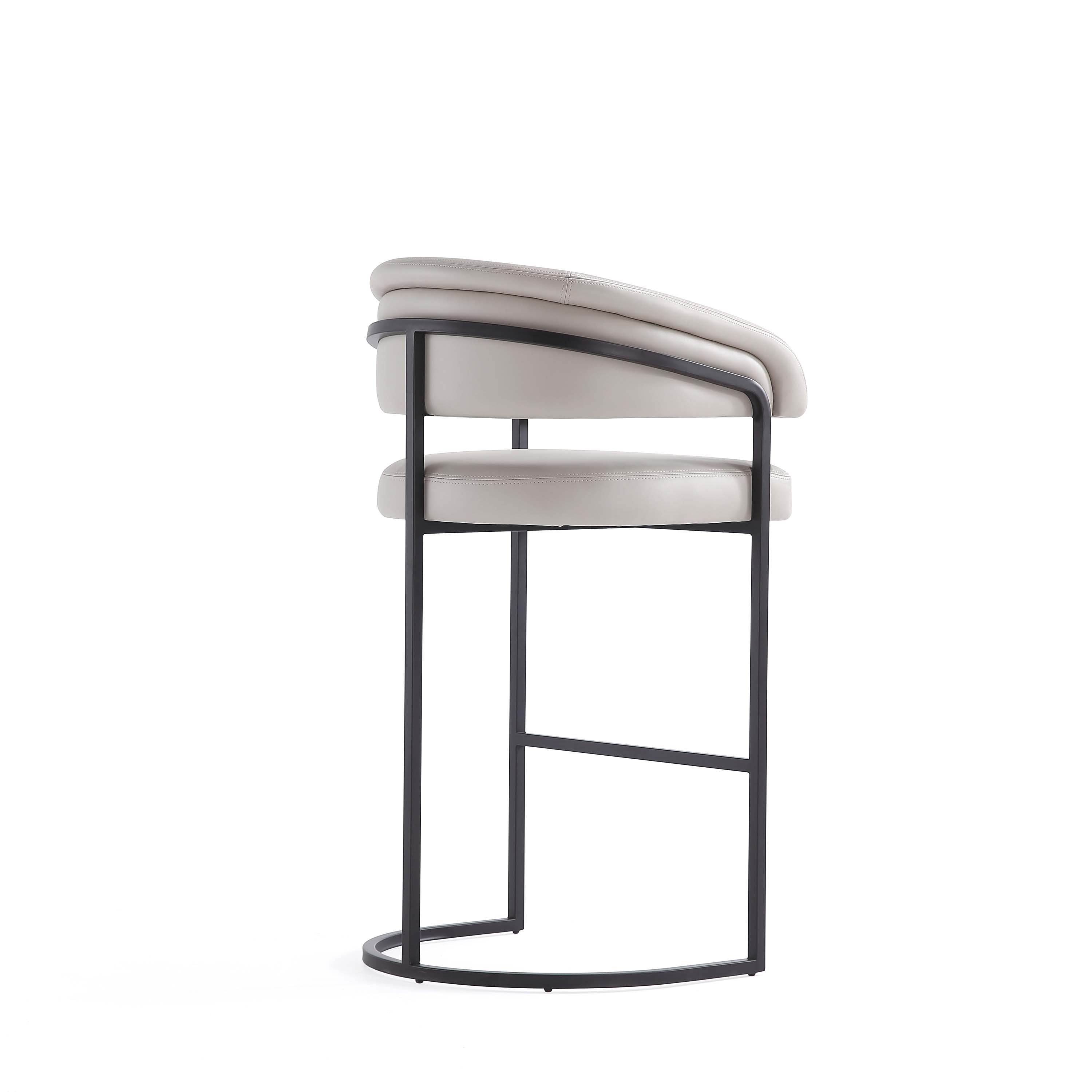 Augusta Light Gray Leatherette Upholstered Barstool with Metal Frame