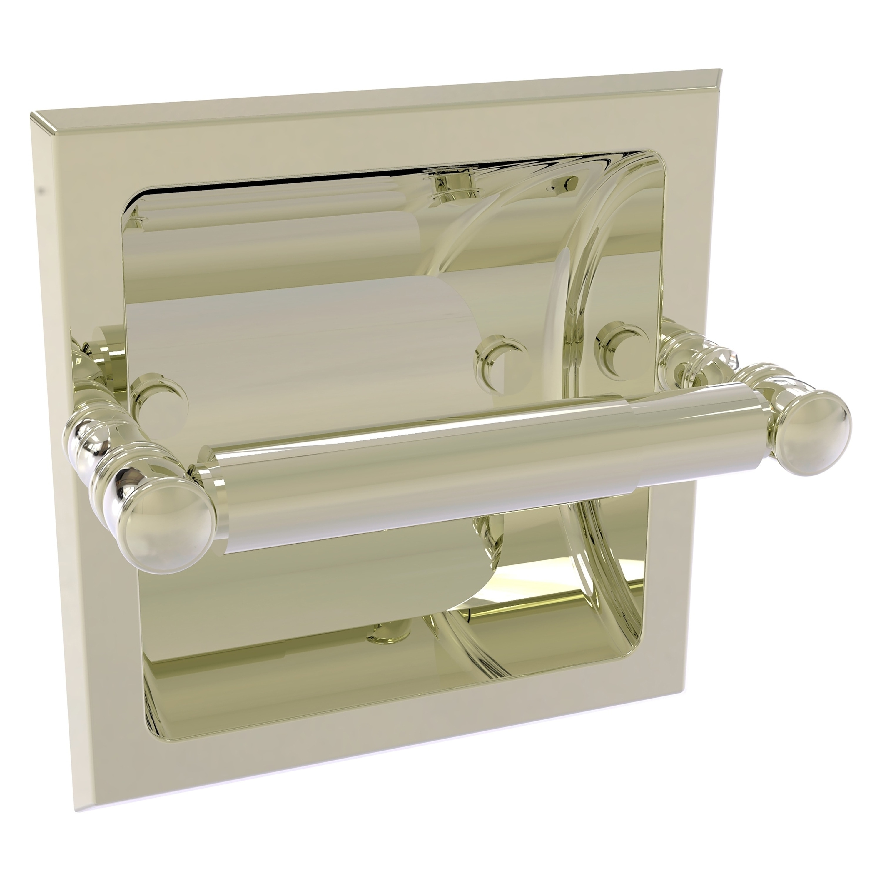 Allied Brass CL-24C-PNI Carolina Polished Nickel Recessed Double post Toilet Paper Holder 1 -Rolls with Storage
