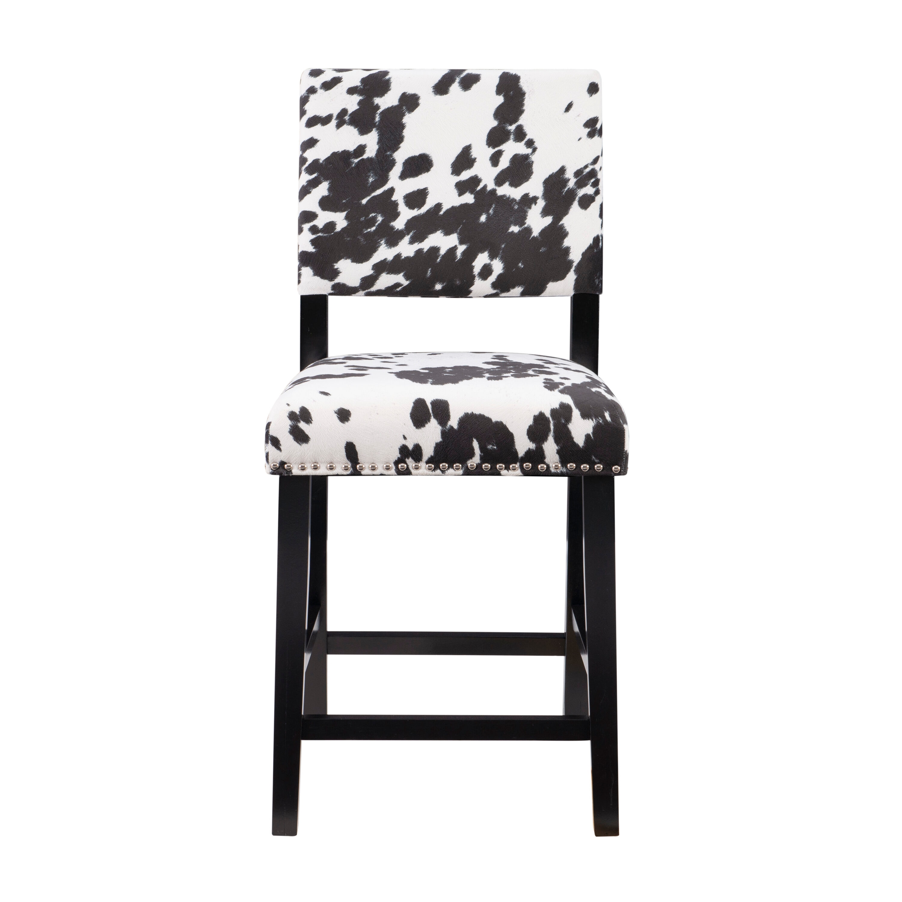 Clayton 24" Black Leather and Wood Swivel Counter Stool