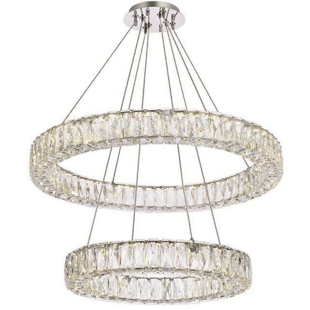 Elegant Lighting A-EL-3503G28C Monroe 2 - Light -Modern Chrome / Crystal / Metal Chandelier