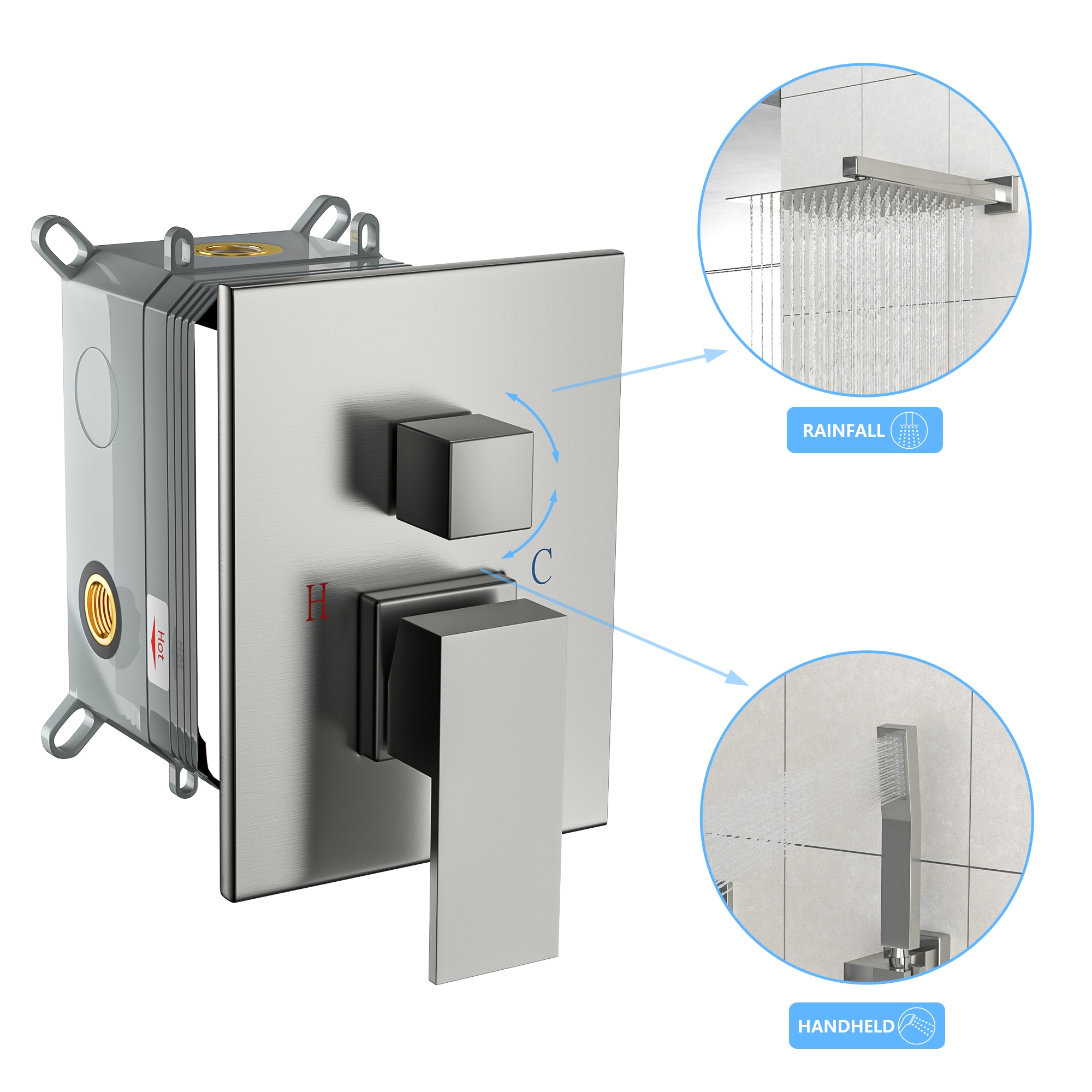 Vanityfus VFH-SLF16010-SS Showerhead-Bar-Panels - View #5