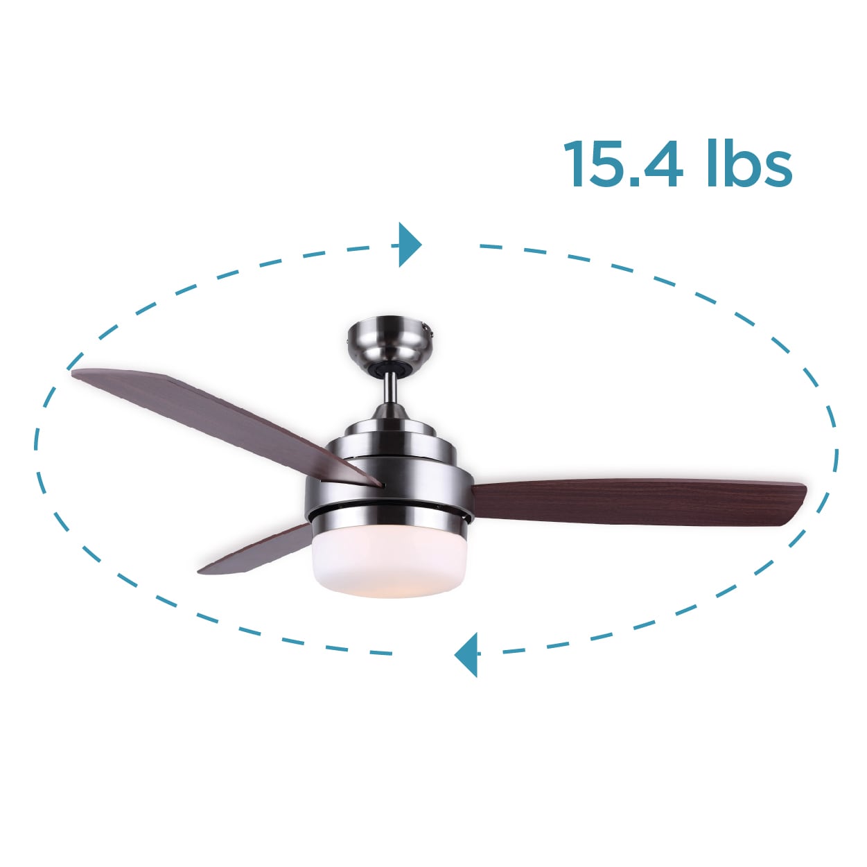 Mahogany and Nickel 52" Ceiling Fan with Remote and Light Kit