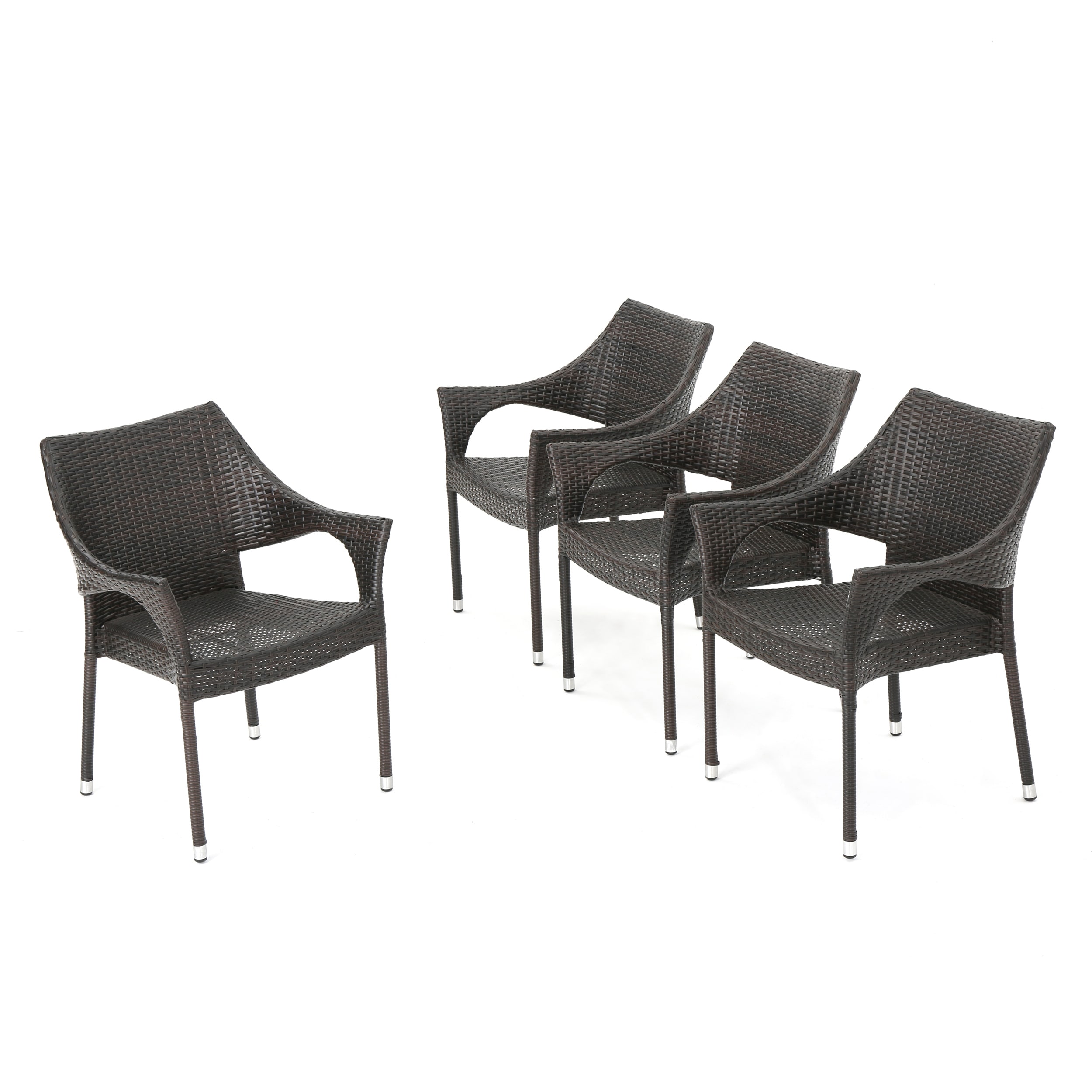 Mirage Brown Wicker Stackable Outdoor Dining Chairs with Iron Frame