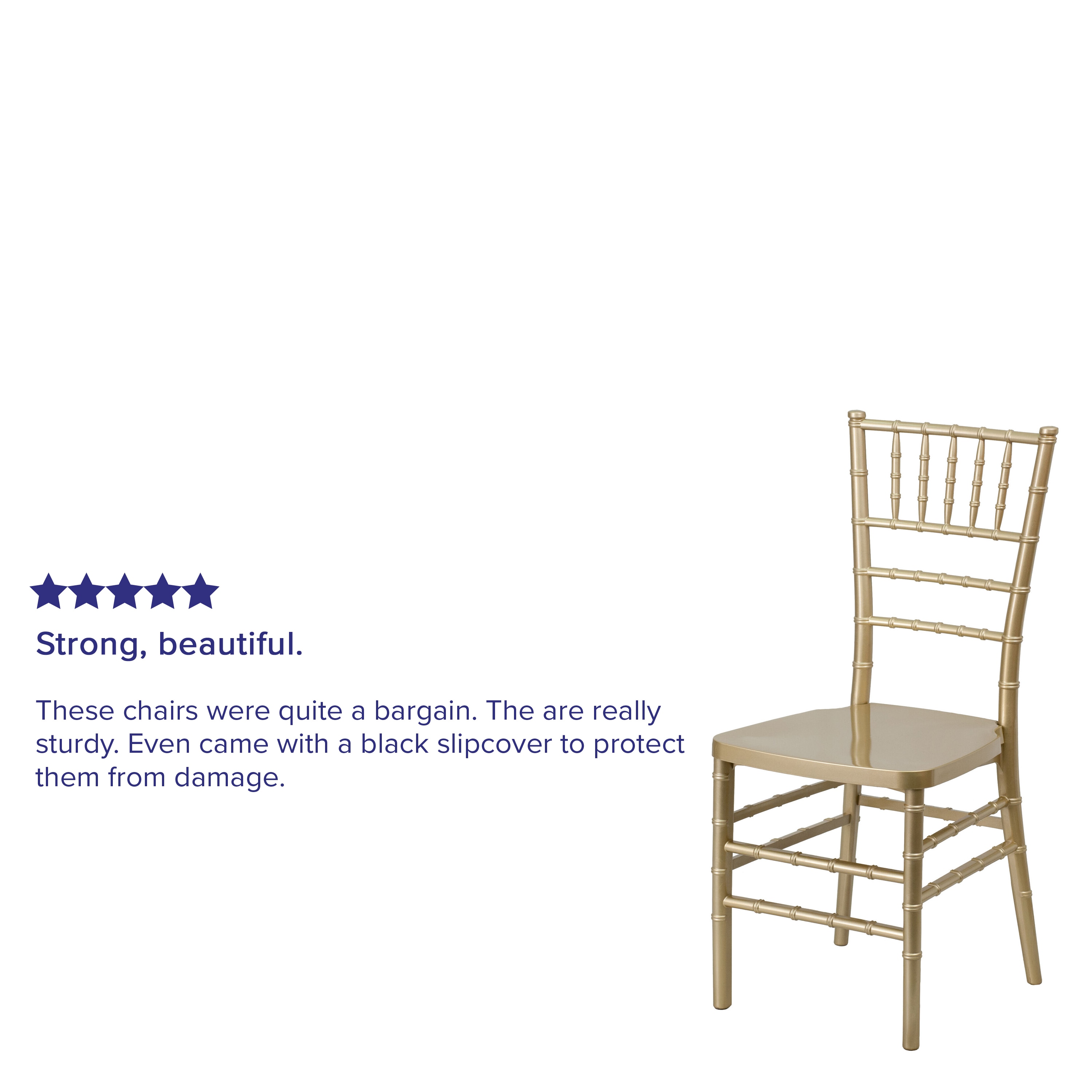 Elegant Gold Resin Chiavari Mid-Back Banquet Chair