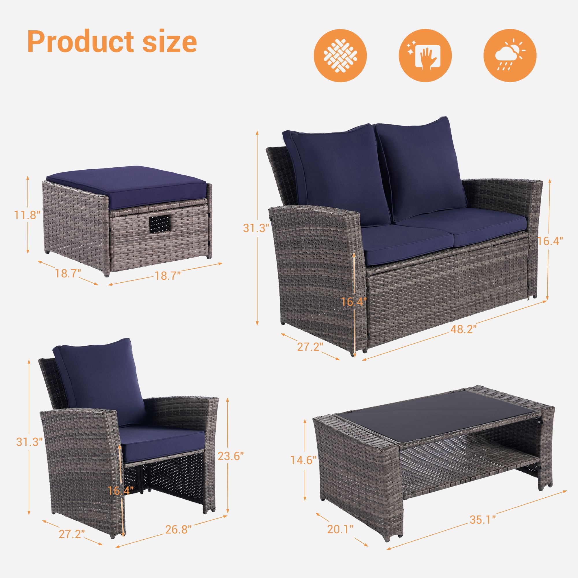 SANSTAR LRS-WS101BL Patio-Conversation-Sets - View #5