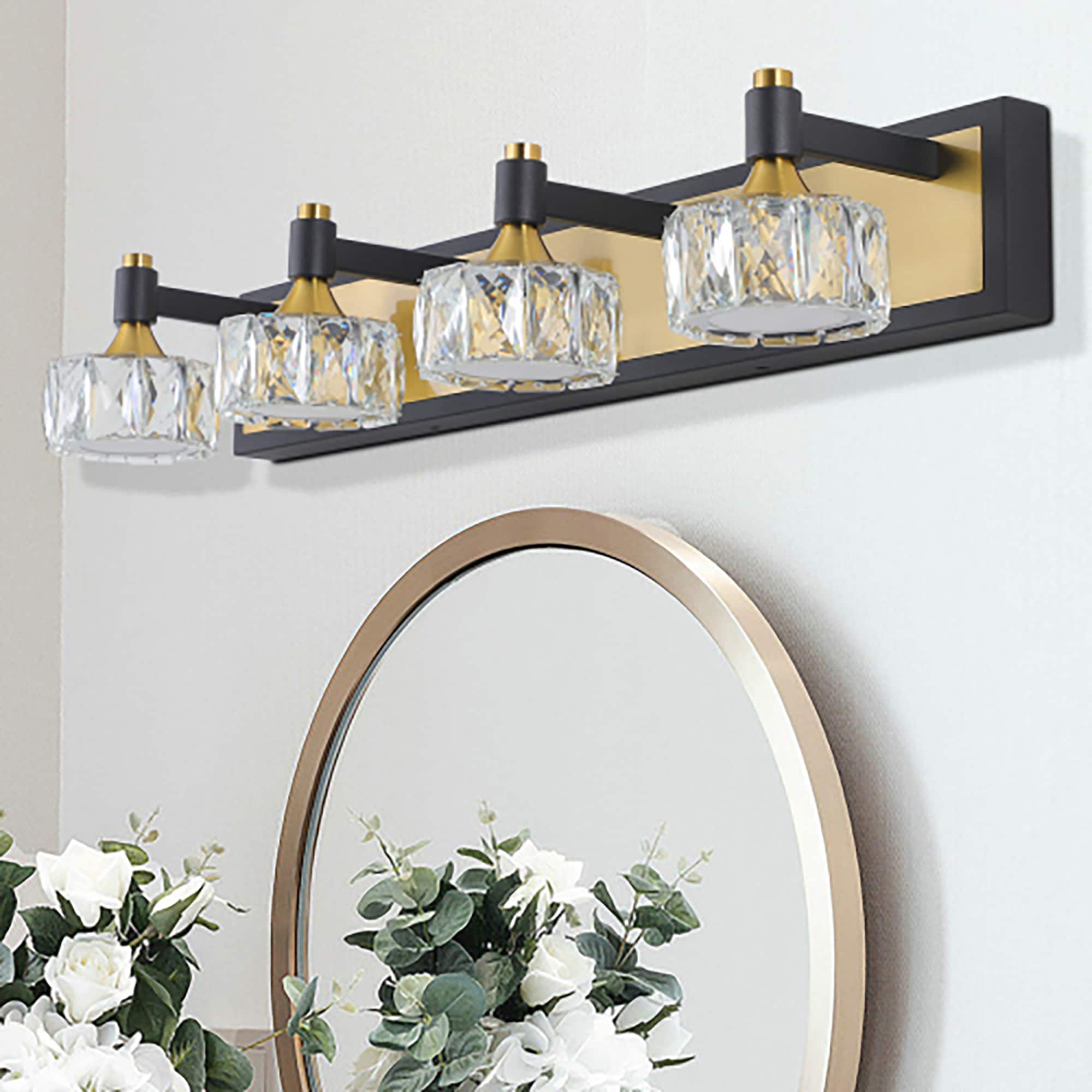 Forclover ALW40-VL605 LED 4-Light Modern Crystal Bathroom Vanity Light