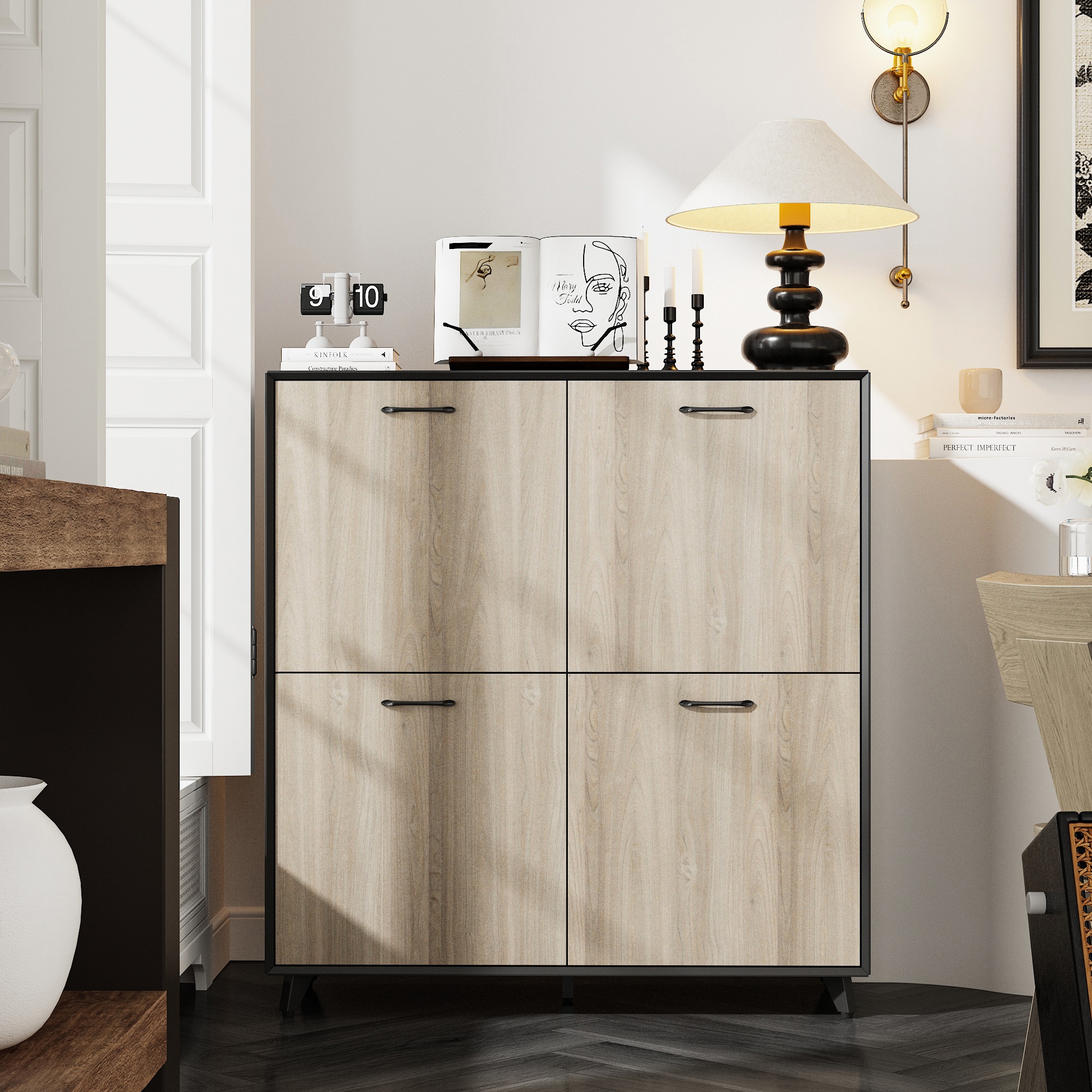 FUFU&GAGA LJY-KF260083-01 Rustic Brown Sideboard with Wine Storage
