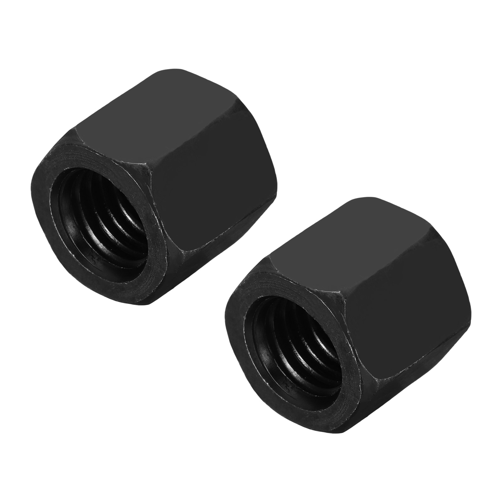 Unique Bargains M18x2.5mm Hex Coupling Nuts 26mm/1 Inch Coarse Thread Black 2pcs #S26090801UX4286
