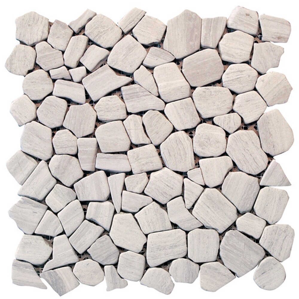 Solistone HGRY LH-01 Indonesian Pebbles Light Gray 12-in x 12-in Honed Natural Stone Marble Pebble Tile (10-sq. ft/ Carton)