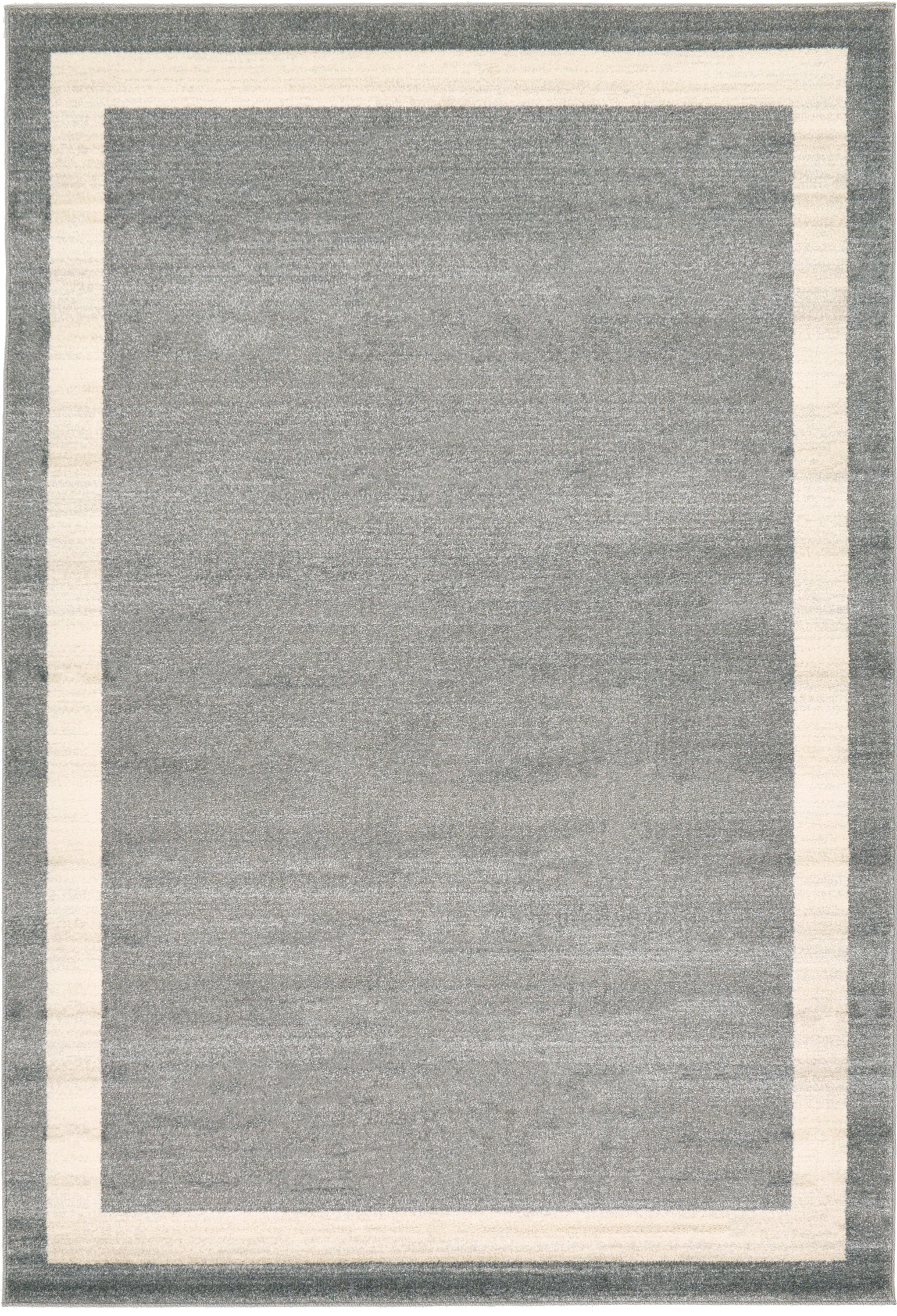 Unique Loom 3127336 Maria Del Mar 6 x 9 (ft) Loomed Polypropylene Gray/Ivory Rectangular Indoor Border Area rug