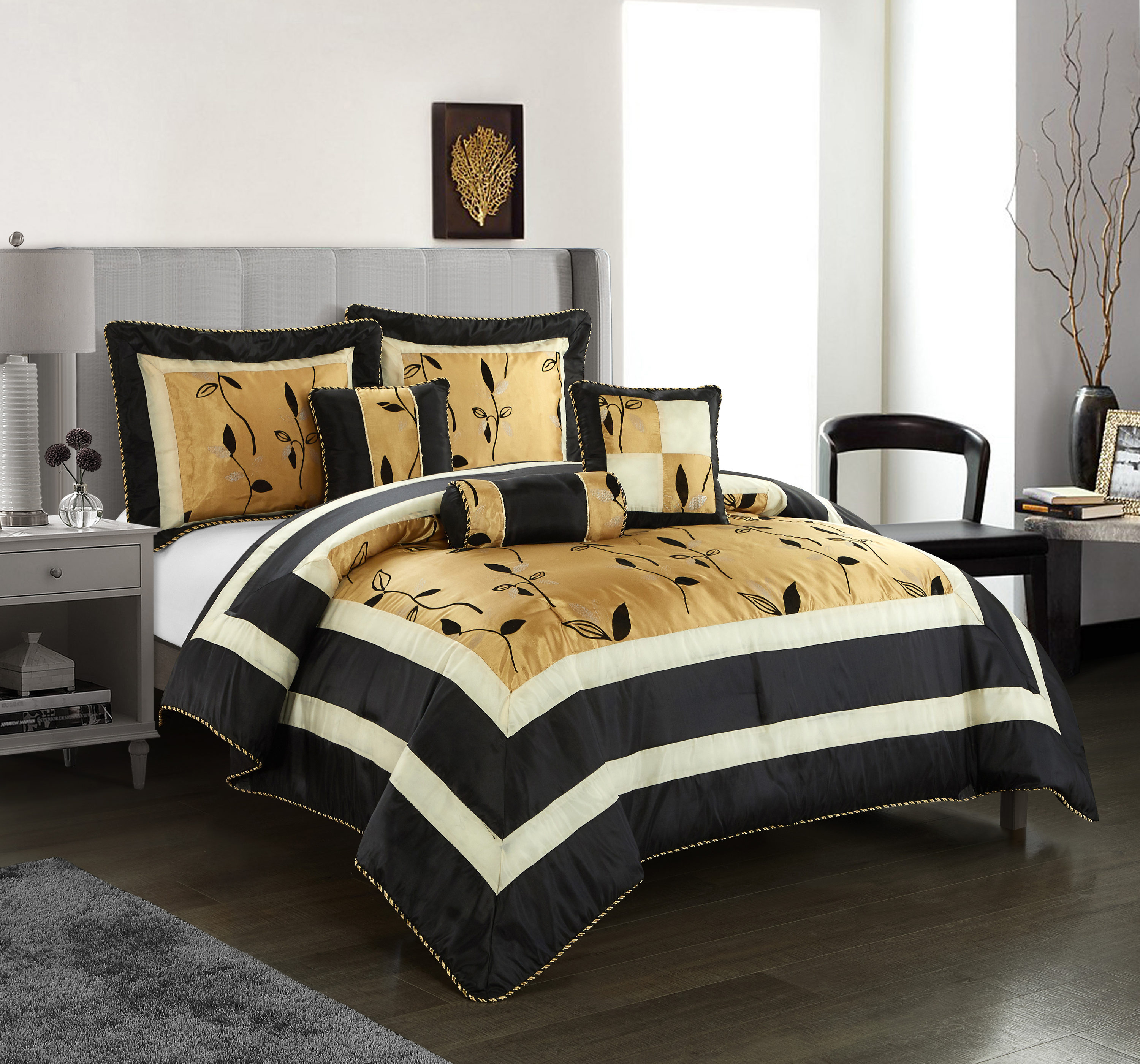 Nanshing PASTORA6-K-BLK 6 -Piece Multi King Comforter Set