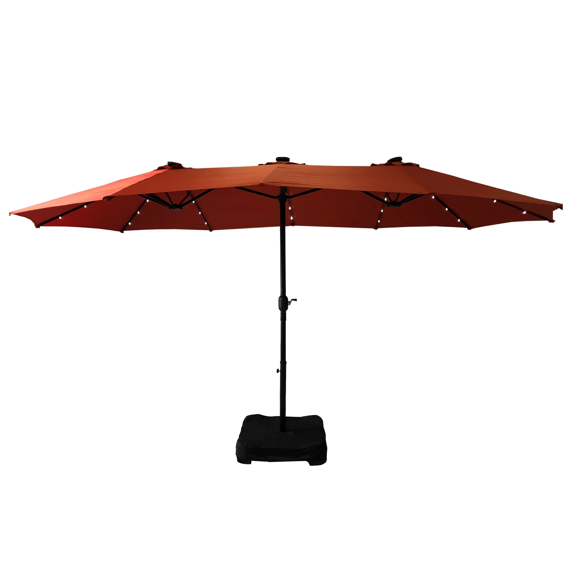 CASAINC WF-OP70084OR 15-ft Orange Solar Powered Crank Market Patio Umbrella