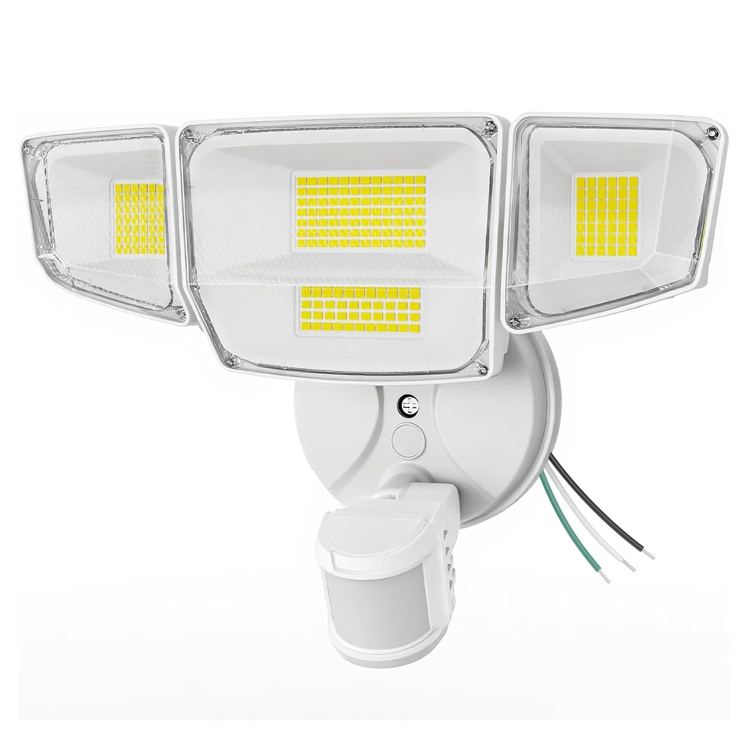 Oyezvary  90W 10000 Lumen LED Motion Sensor Outdoor Flood Light 4 Head 6500K Daylight IP65 Waterproof Dusk to Dawn Security Light 1 Piece