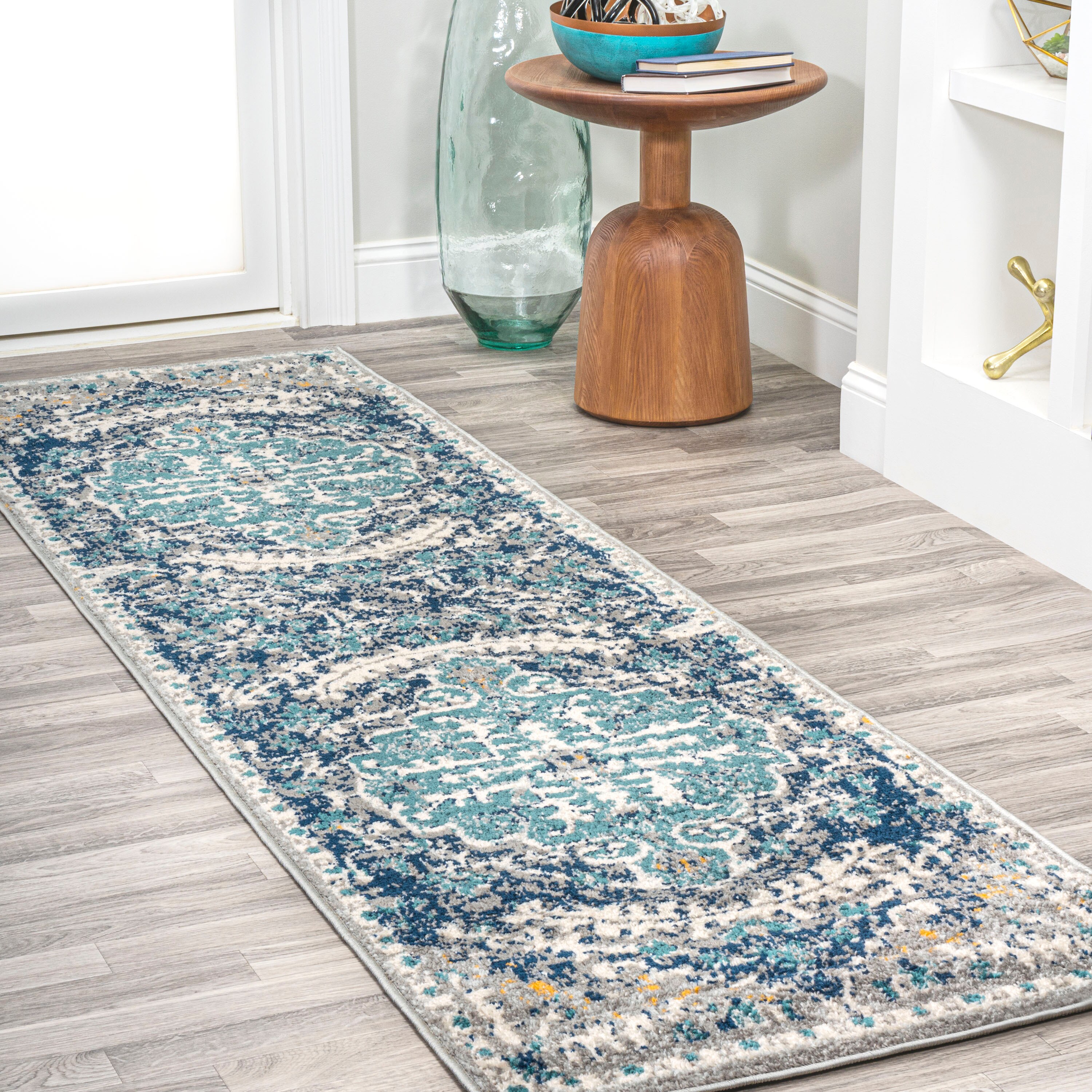 JONATHAN  Y BMF112C-28 Bohemian Flair Anaise 2 x 8 (ft) Loomed Polypropylene Dark Blue/Gray Rectangular Indoor Medallion Vintage Runner rug