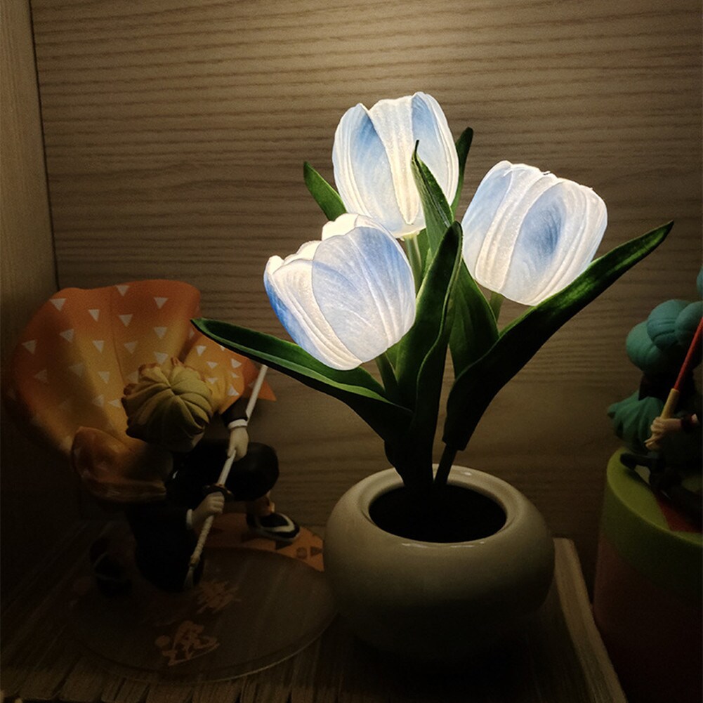 Der Rose SS-FQZOL-MX6K37QX0 Led Simulation Tulip Night Light Fake Flower Table Lamp Ornaments For Home Living Room Desktop Decor