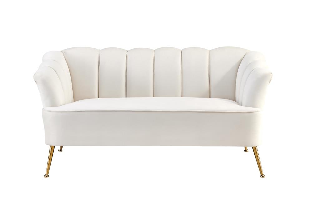 Chic Home Design Alicia 61-in Loveseats Modern Couches, Loveseat the 2-seater Velvet at Beige Sofas in department 