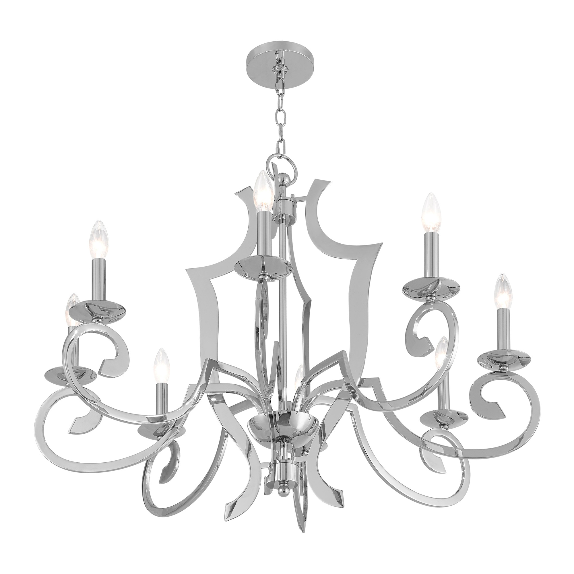 Aldrich 32.5" Polished Chrome 8-Light Candelabra Chandelier