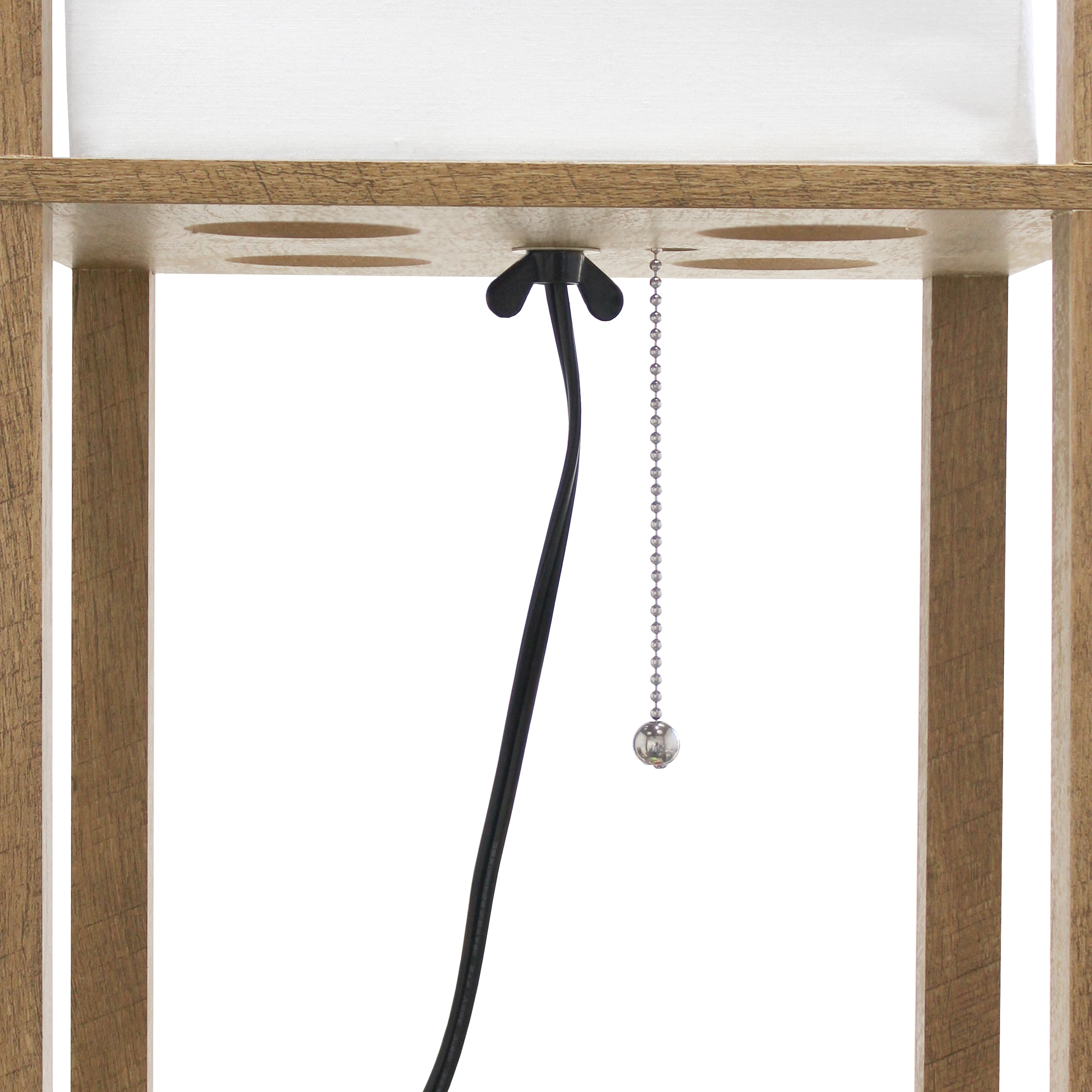 62.5" Black MDF 3-Tier Floor Lamp with Linen Shade