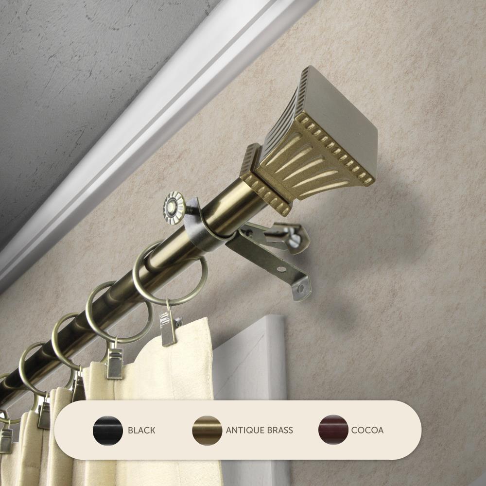 Hart & Harlow L4801-994 13/16-in Truly 120-in to 170-in Antique brass Steel Single curtain rod with Finials