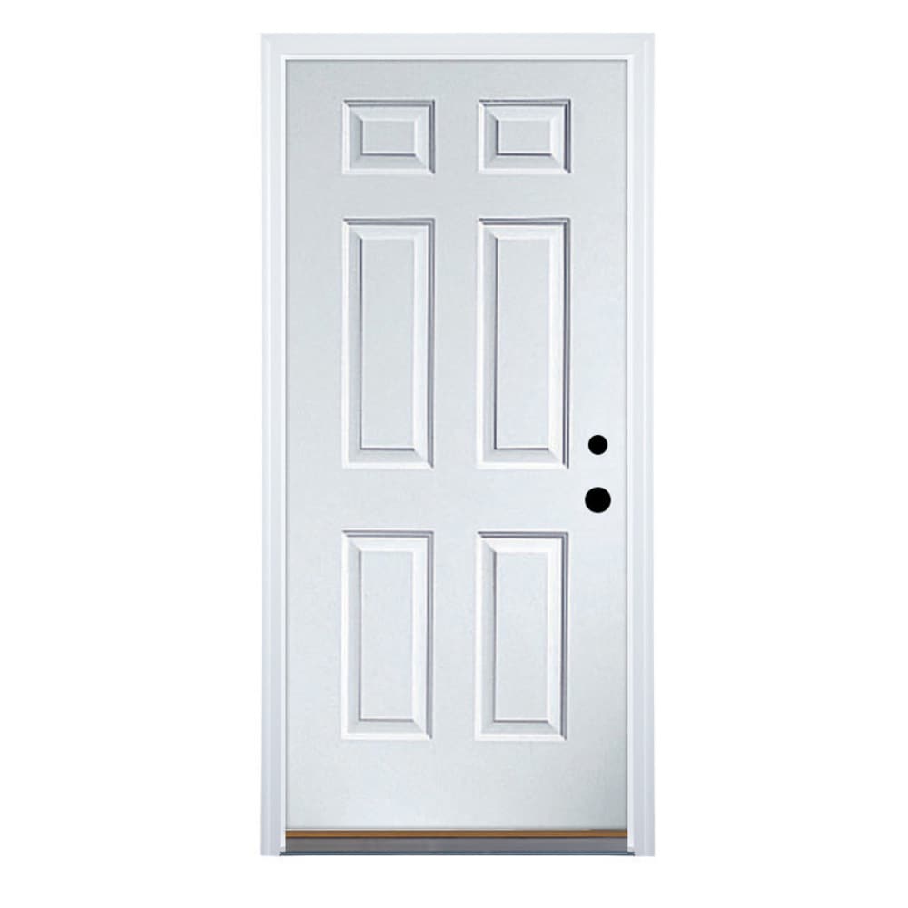 Therma-Tru Benchmark Doors FD28686P20MINLB 32-in x 80-in Steel Left-Hand Inswing Ready To Paint Fire Rated Prehung Single Front Door with Brickmould Insulating Core