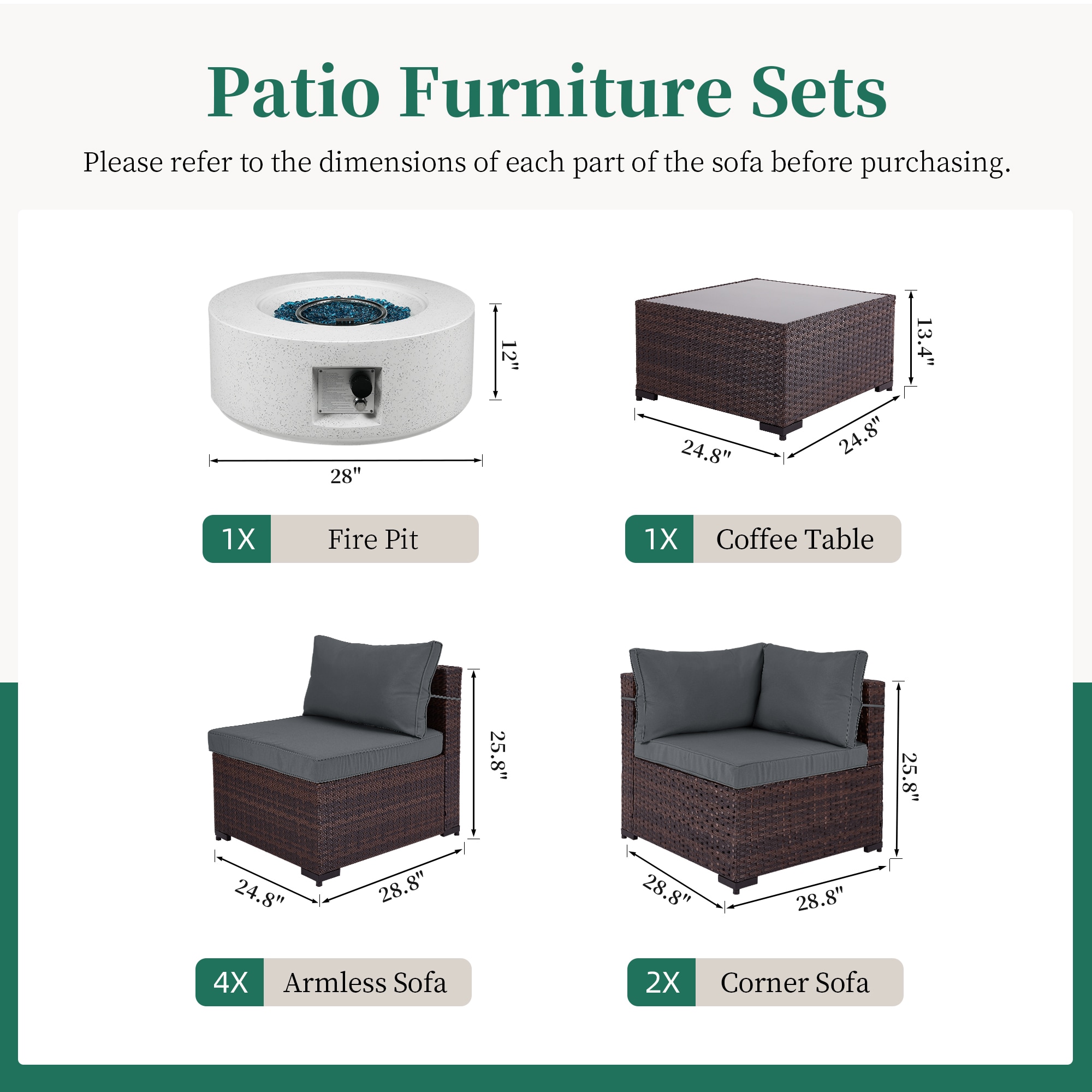 UPHA TBSF-ABC28SYMB-DGRAY Patio-Conversation-Sets - View #3