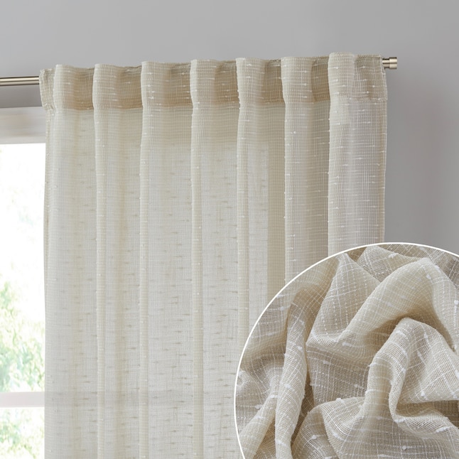 Hlc Me 96 In Beige Light Filtering Rod Pocket Curtain Panel Pair The Curtains Ds Department At Lowes Com