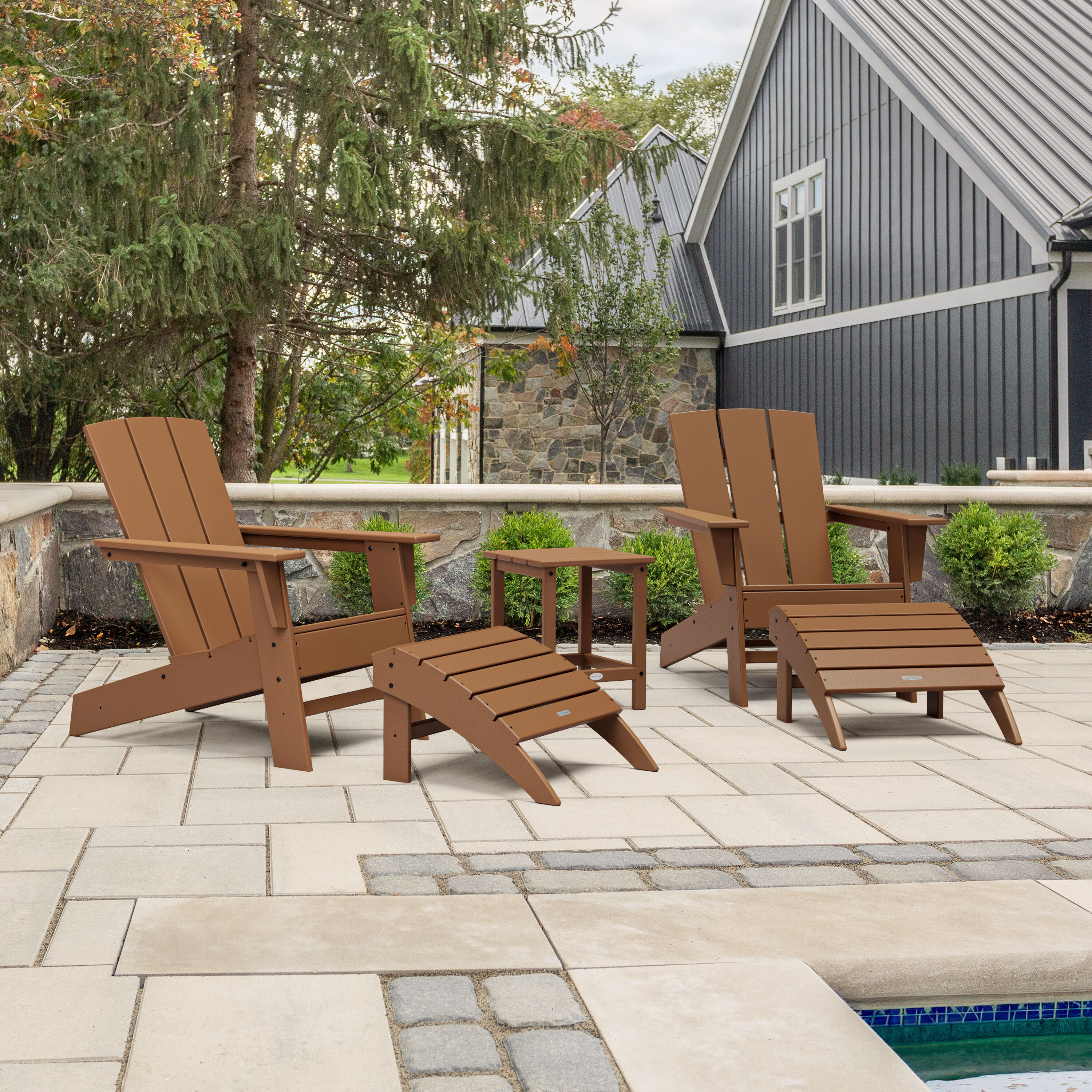 allen + roth by POLYWOOD PWS2726-1-TE Oakport 5 -Piece Patio Conversation Set