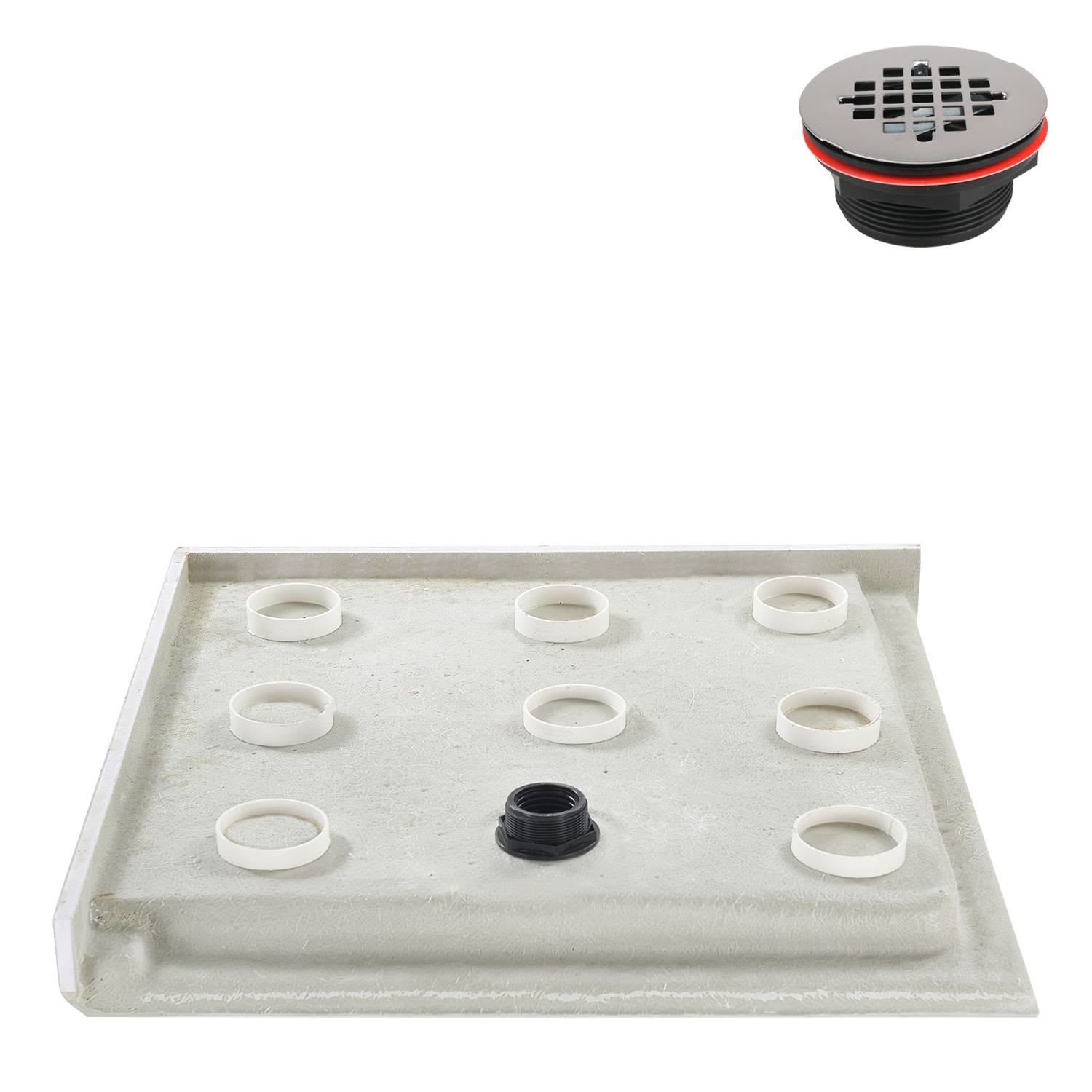 36'' Square Glossy White Acrylic Shower Base with ABS Drain