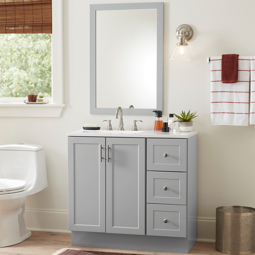 Style Selections Davies 36-in Gray Single Sink Bathroom Vanity with ...