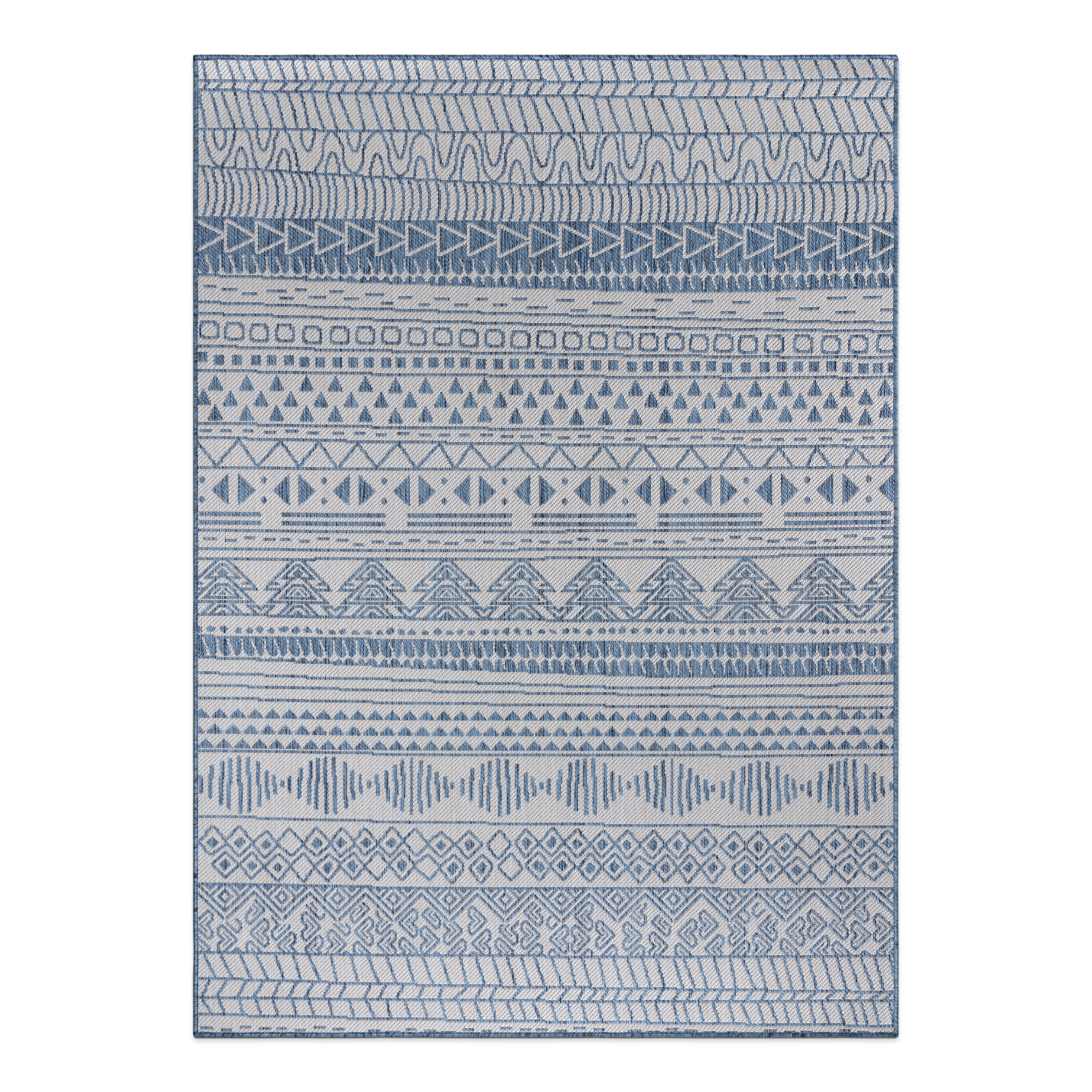 World Rug Gallery 122BLUE5X7 Summer 5 x 7 (ft) Loomed Polypropylene Blue Rectangular Indoor/Outdoor Geometric Global Area rug